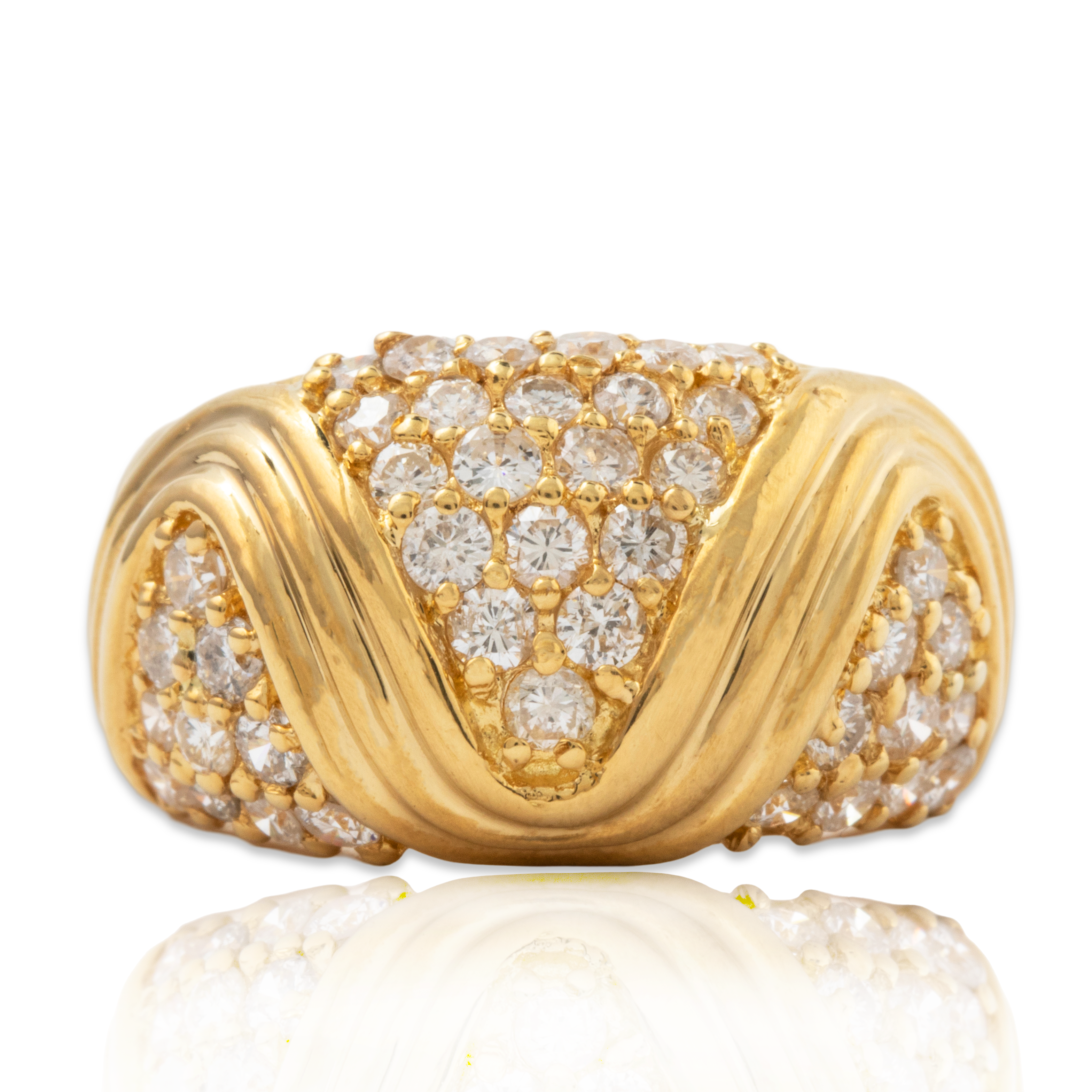 Vintage Heavy 18k Yellow Gold 1.03cttw Diamond Sinuous Ring 6.5、mySite、hinf8tx79