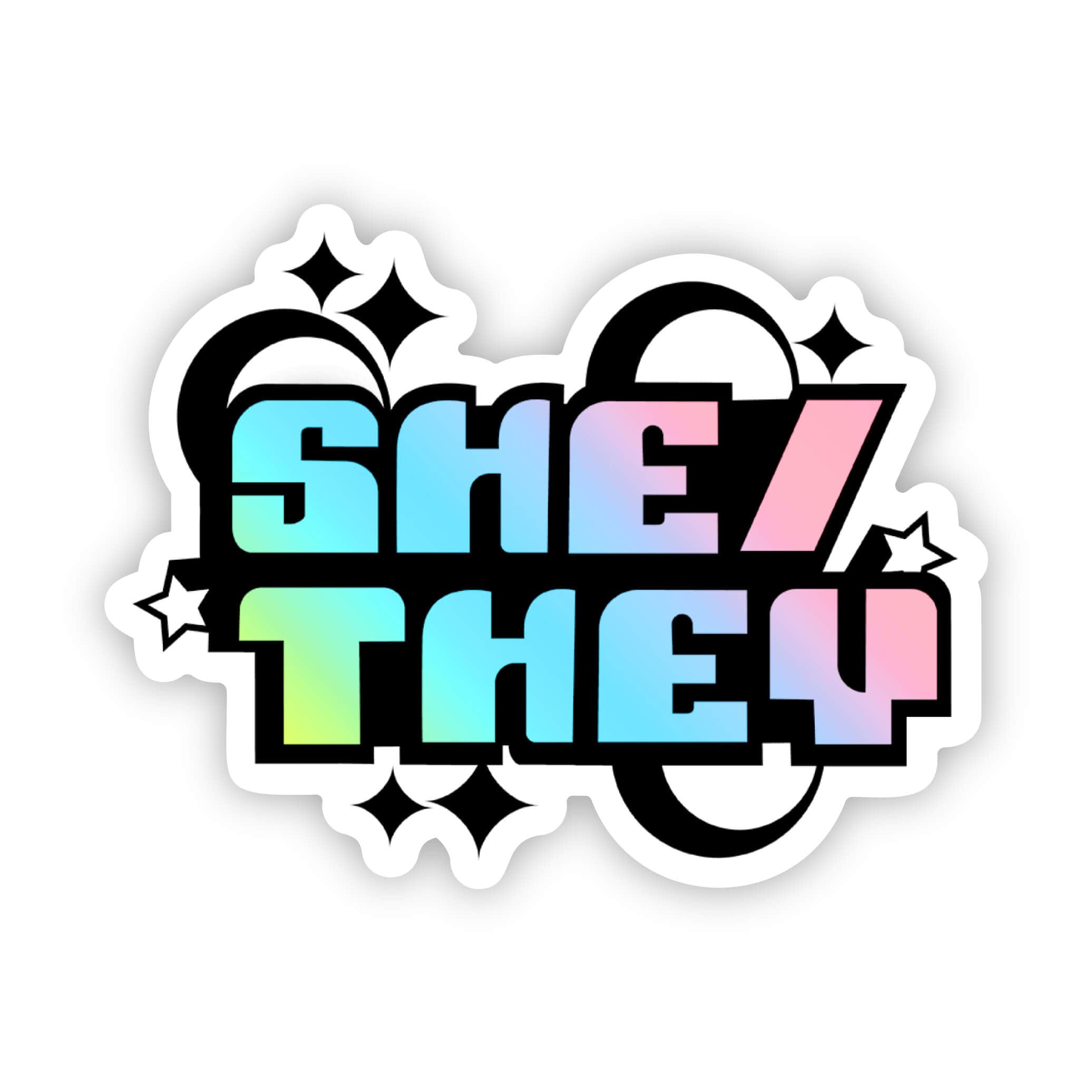  She They Pronoun Colorful Y2K LGBTQ Pride Sticker、mySite、ghnorth