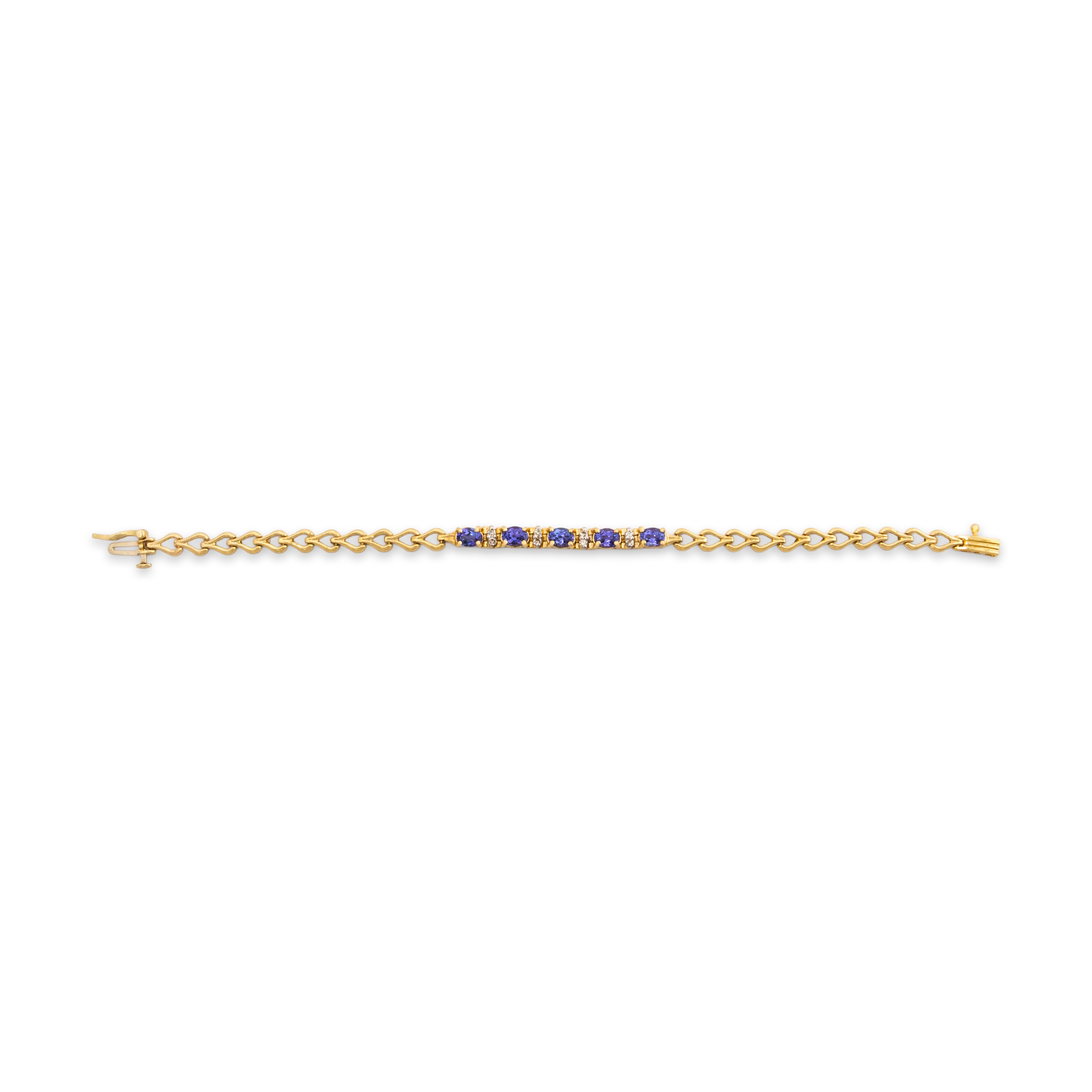 Vintage 14k Yellow Gold 2cttw Tanzanite Diamond Line Link Bracelet 6.5、mySite、hinf8tx79