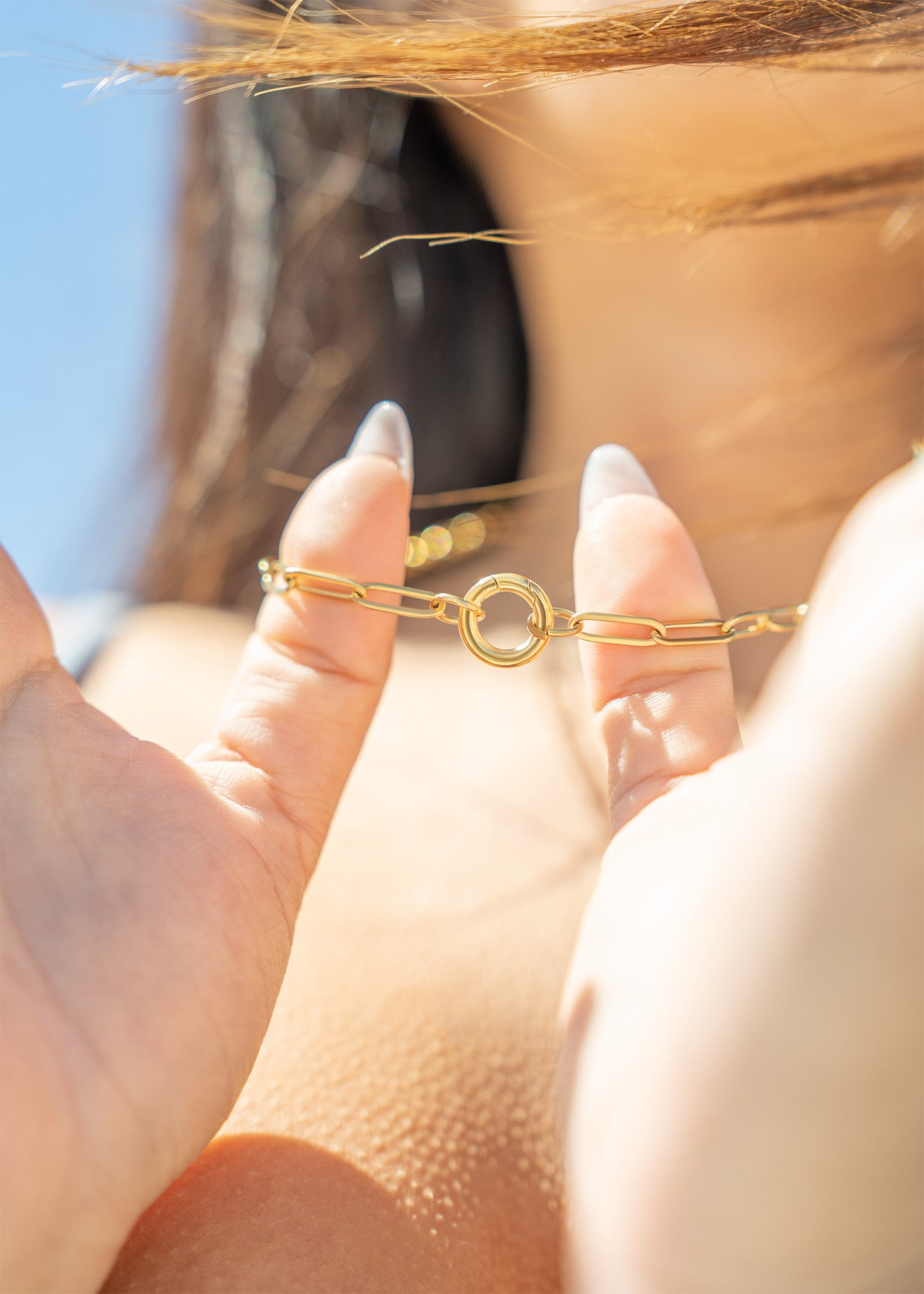 18K Gold PVD Stainless Steel Paperclip Charm Keeper Necklace / CHN9951、mySite、dreamappss