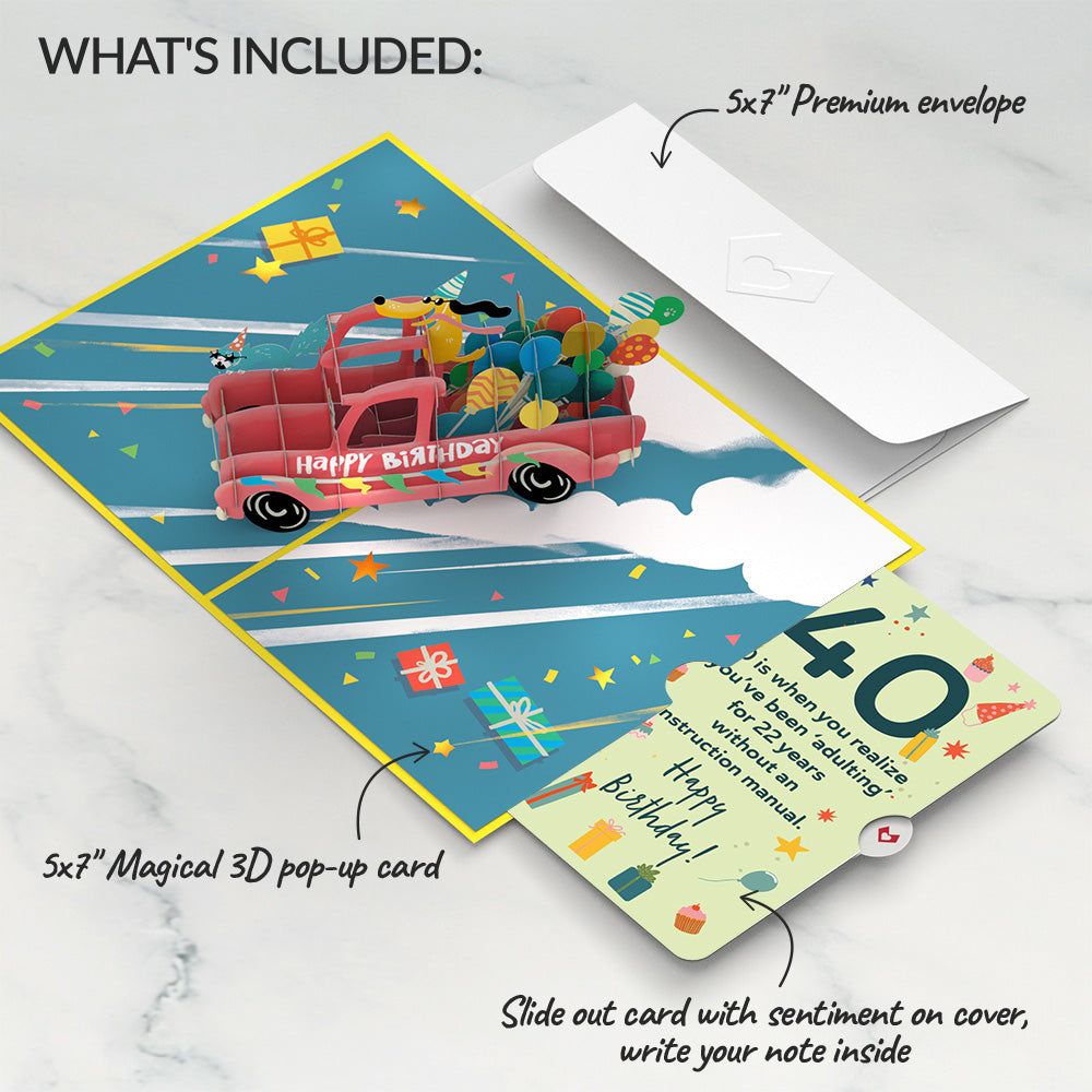 40th Birthday Truck Pop-Up Card and Sentiment Set、mySite、solidvoid