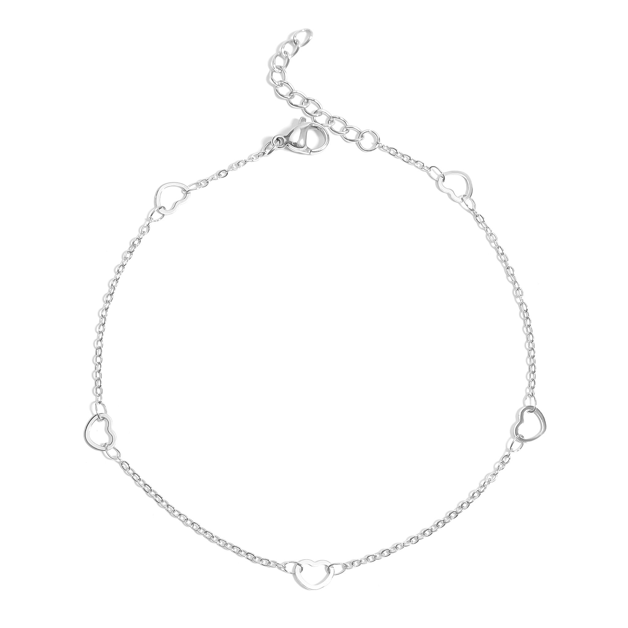 18K Gold PVD Stainless Station Hearts Anklet / BRJ1027、mySite、dreamappss