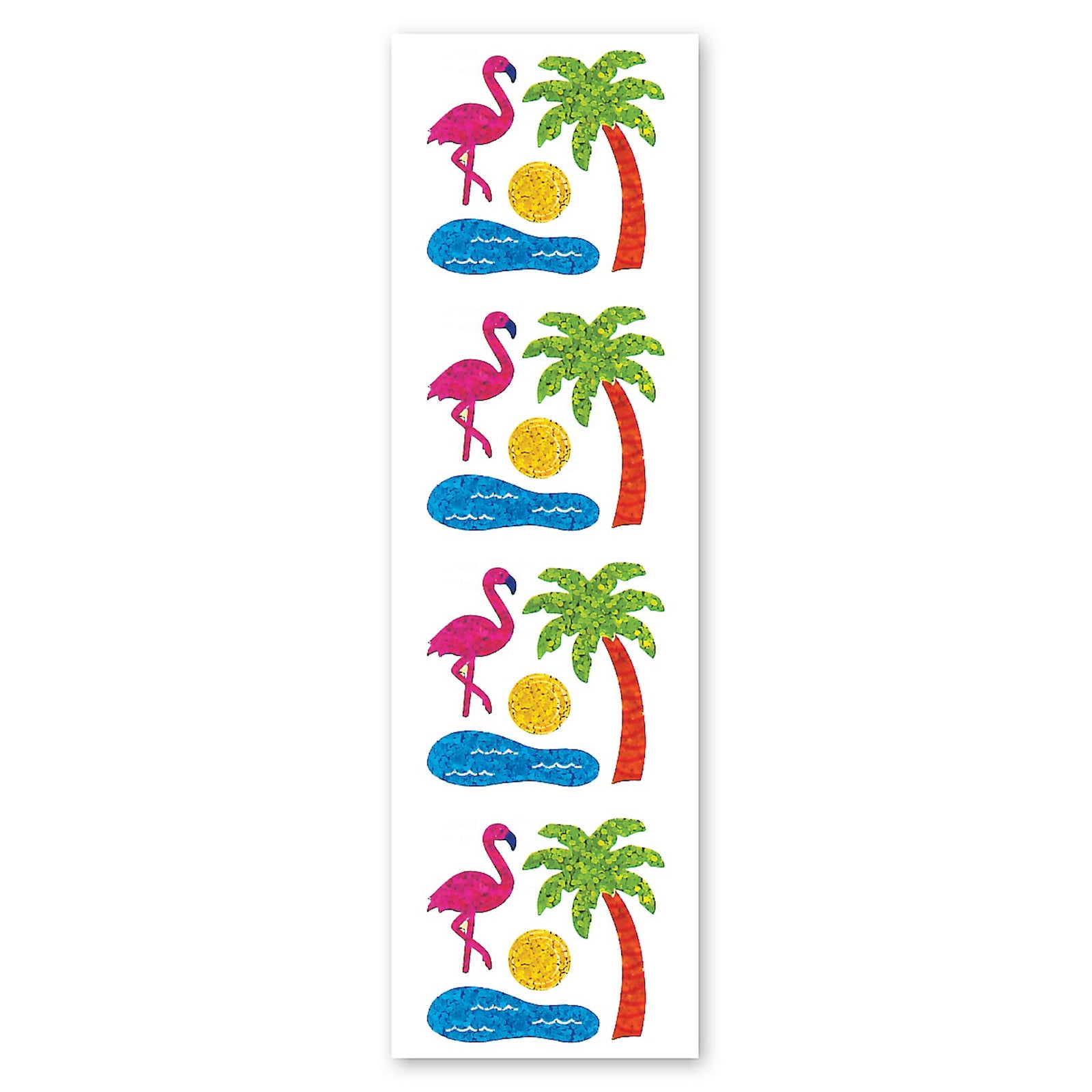 Flamingo & Palm Tree Sparkly Prismatic Stickers - Packaged、mySite、ghnorth