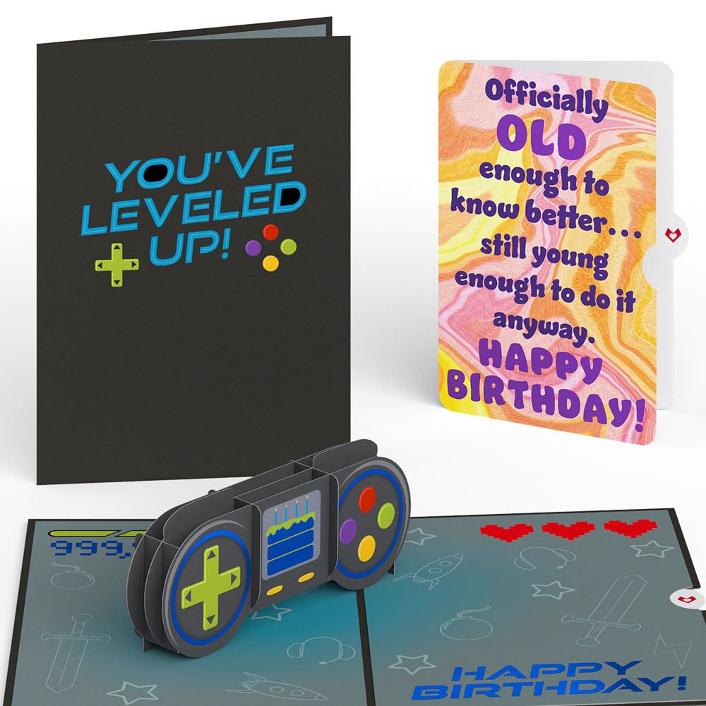 Leveled Up Gamer Birthday Pop-Up Card and Sentiment Set、mySite、solidvoid