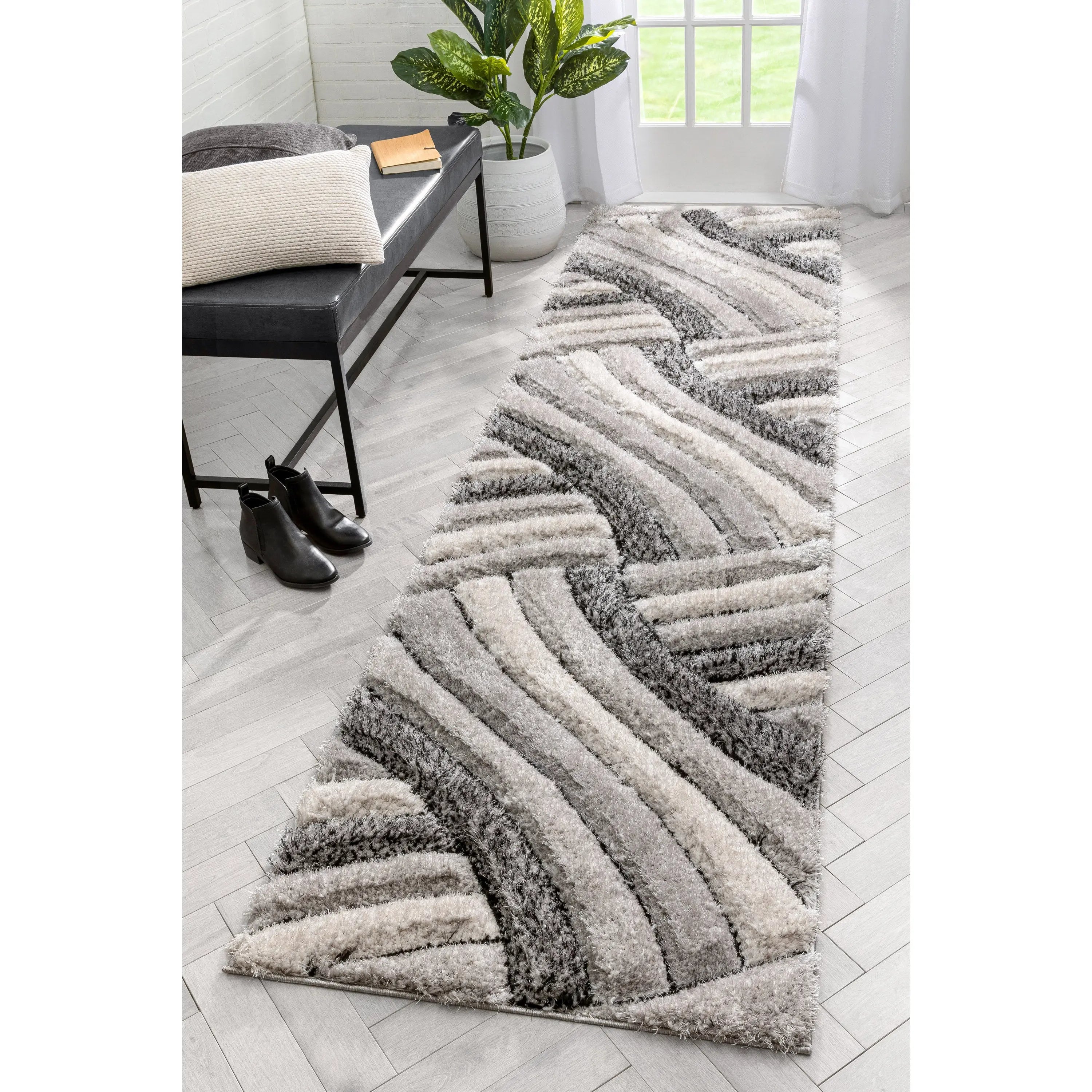 Ucci Grey Modern 3D Textured Shag Rug、mySite、gigharbornorthrealestate