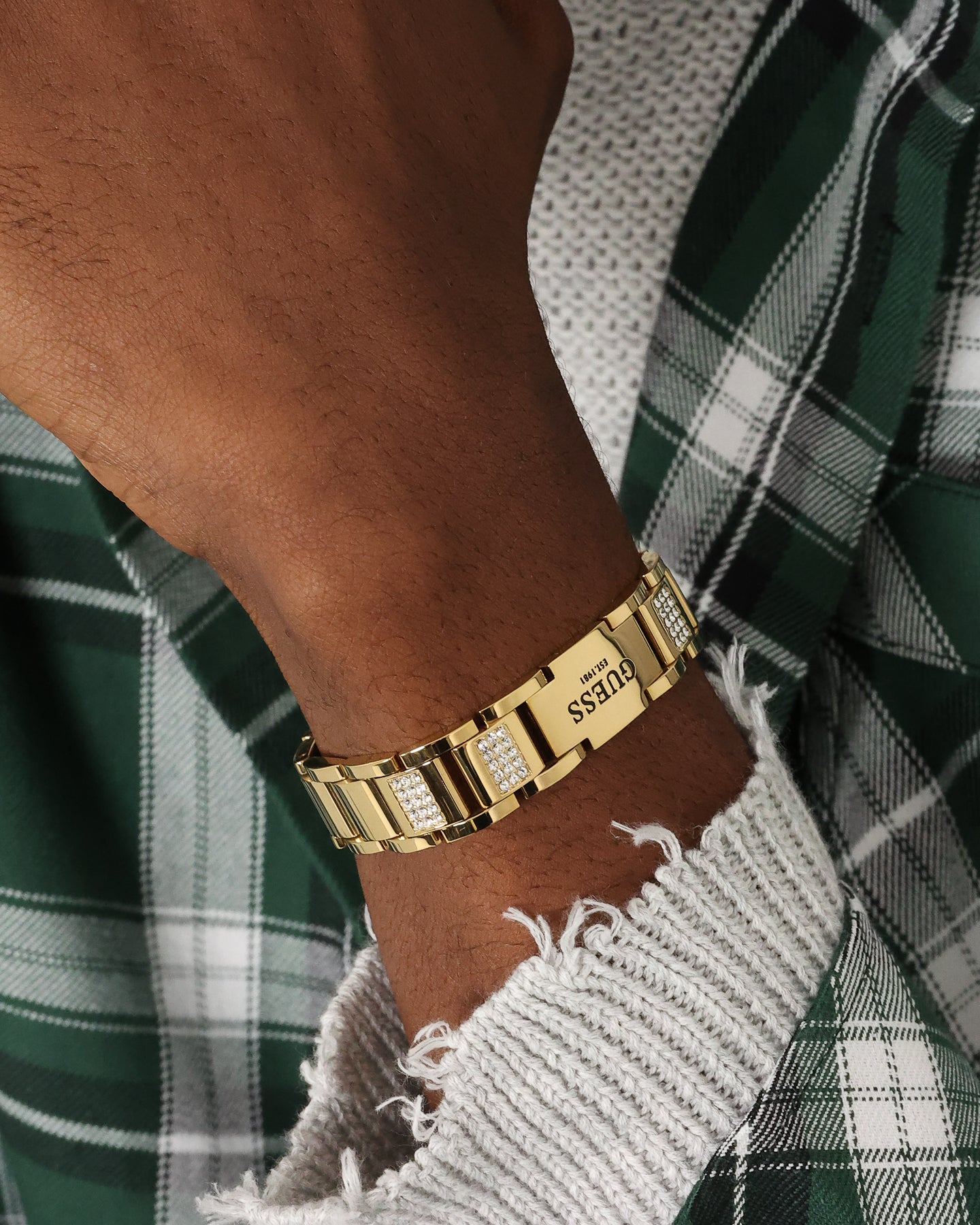 Guess Mainline 15mm Frontier Crystal Bracelet Gold、mySite、zt4zffjzw