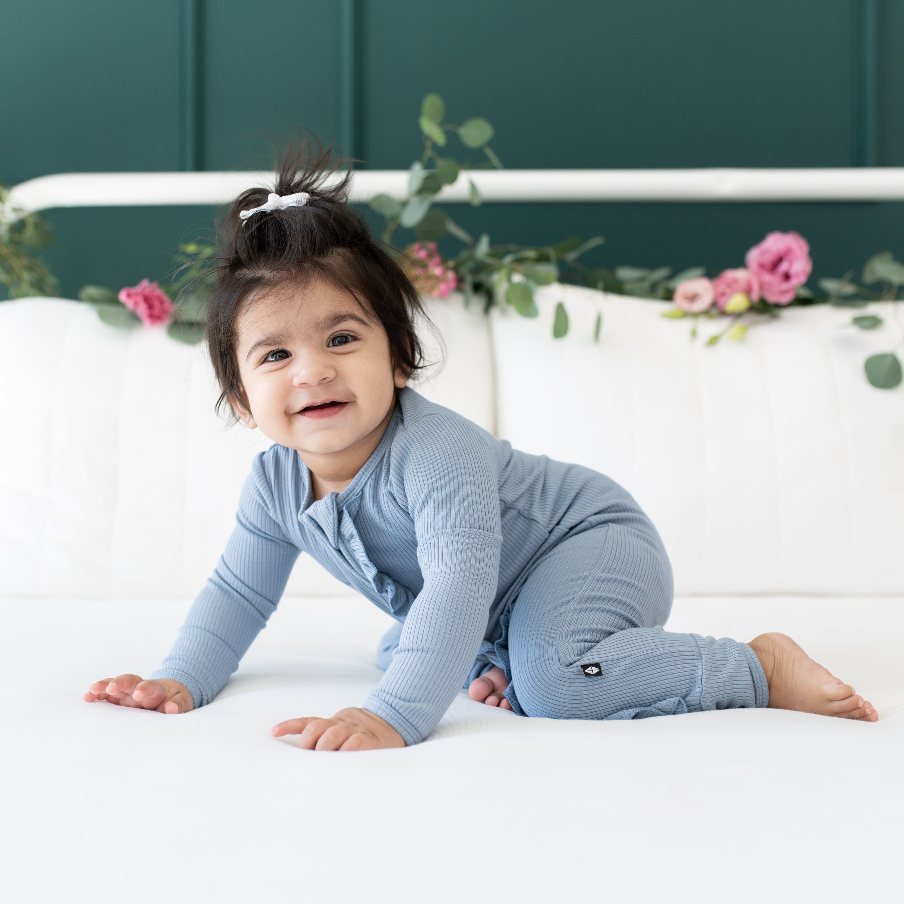  Ribbed Ruffle Zipper Romper in Slate、mySite、layawaytickets