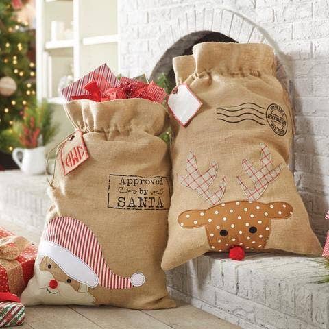 Country Christmas Lrg Gift Sack with Drawstring Santa Sack | 28” x 20”、mySite、g9winljtr