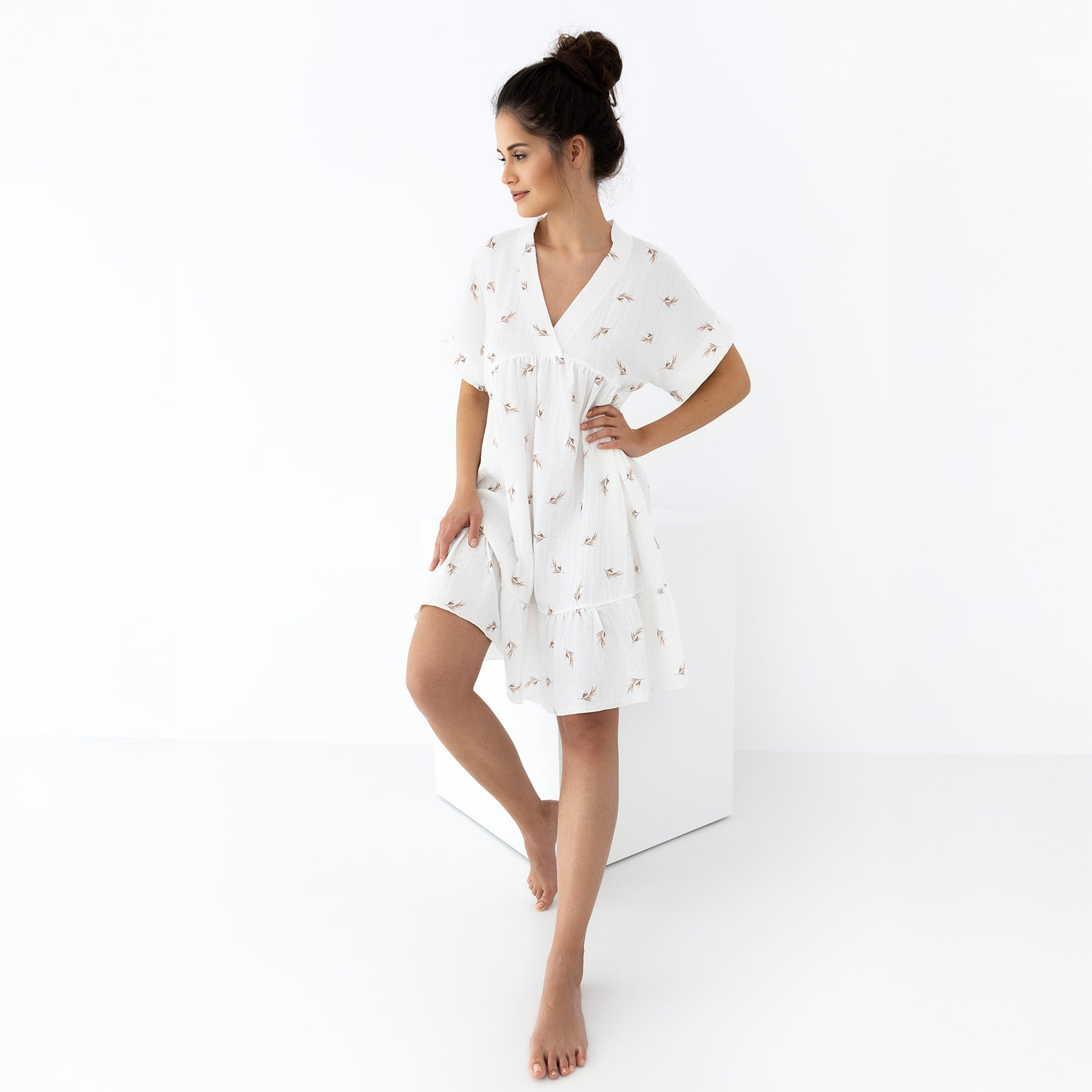  Sensis Nastia Muslin SS VNeck Tiered Chemise、mySite、justintrudeaud