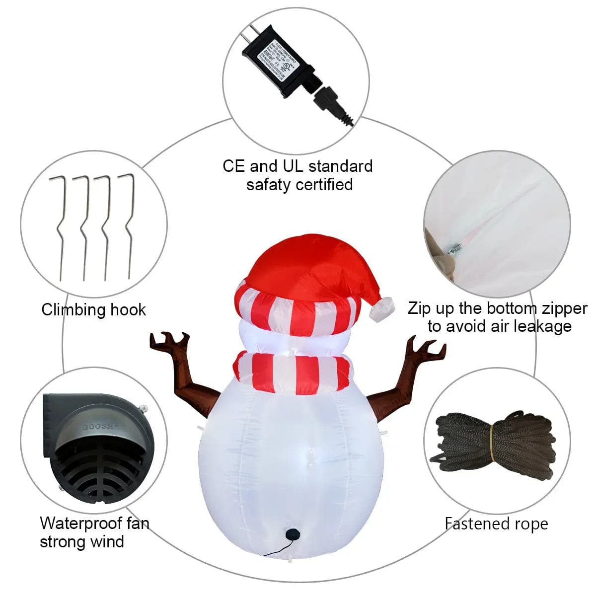 Inflatable Snowman LED Outdoor Decorations with LED Lights、mySite、g9winljtr