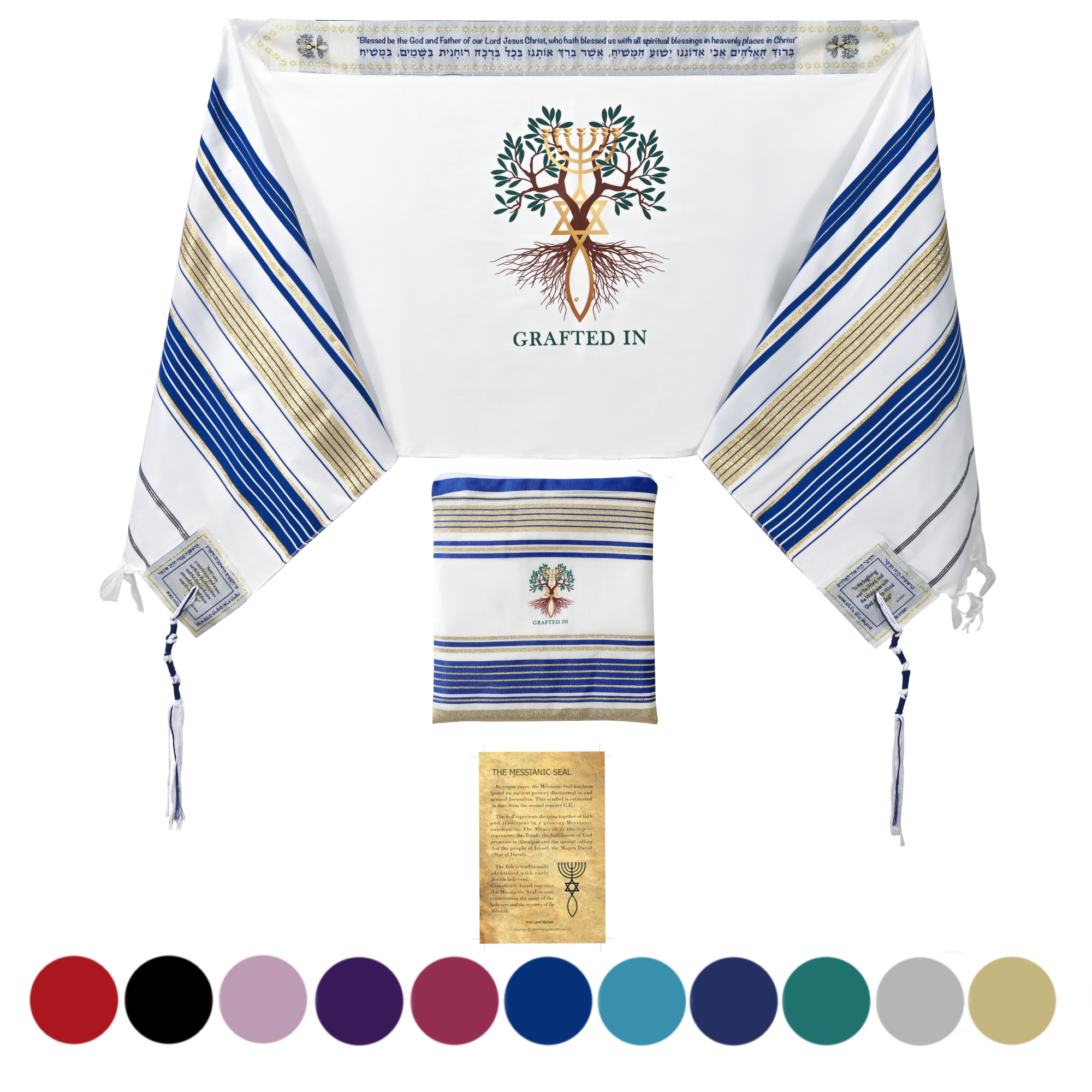 Holy Land Market Grafted IN - Messianic Christian Prayer Shawl/Tallit Prayer Shawl - Creation and Restoration Talit、mySite、topwebapps