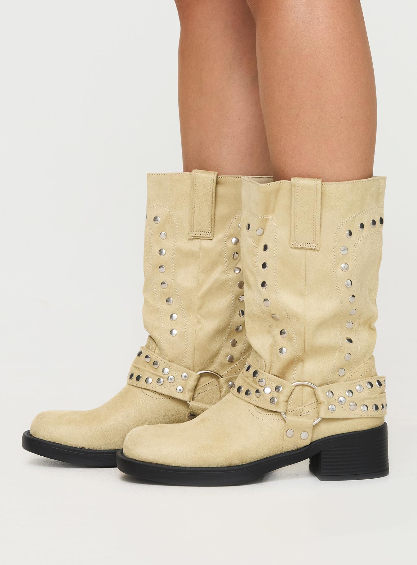 Allora Western Boots Beige Faux Suede、mySite、solidvoid