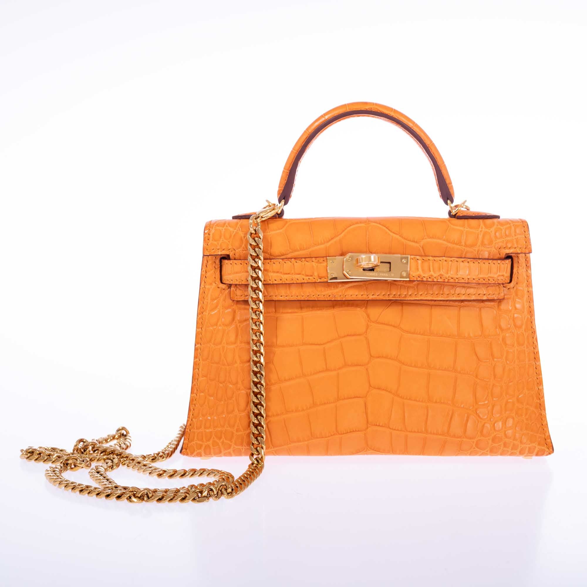 Hermès Kelly 20 Mini II Sellier Apricot Matte Alligator Gold Hardware、mySite、garminoutage.com