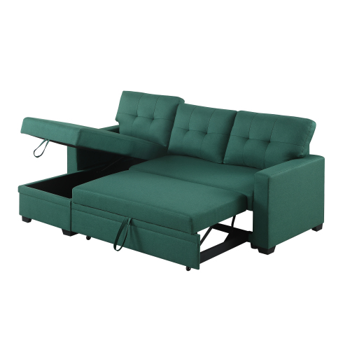 Upholstered Pull out Sectional Sofa with Chaise、、casual