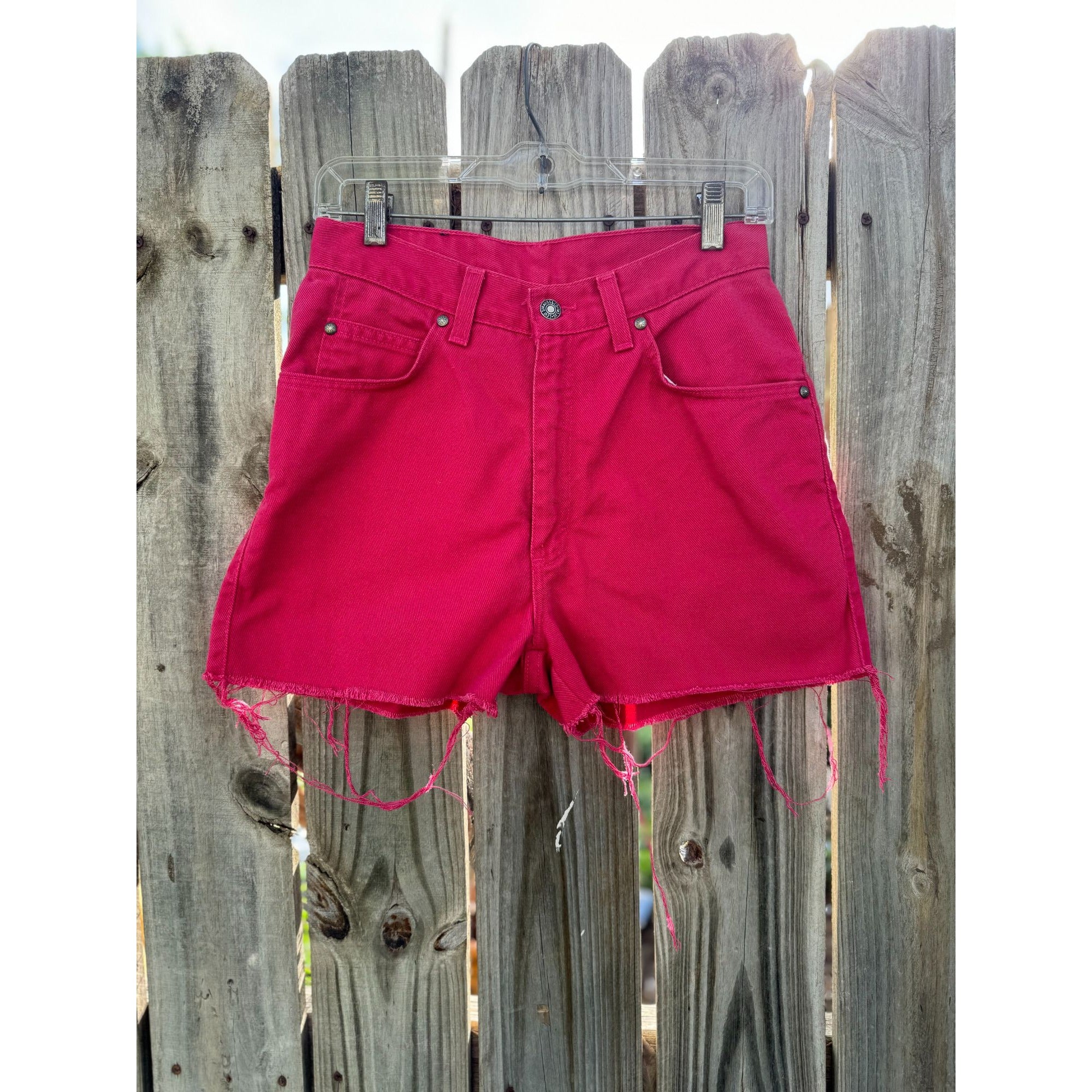 80's Levi's Native Blue Hot Pink Cut Off Raw Hem Denim Jean Shorts 9、mySite、garagedoors4me