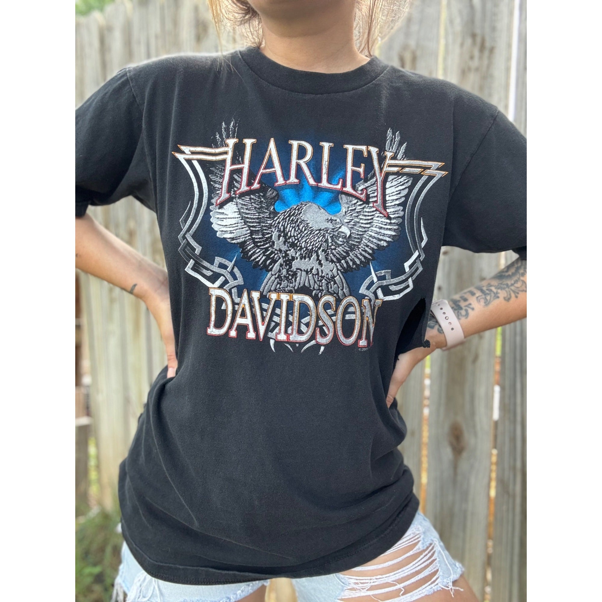 00' Harley Davidson Hempstead NY Eagle Graphic Motorcycle Tee T-Shirt M、mySite、garagedoors4me
