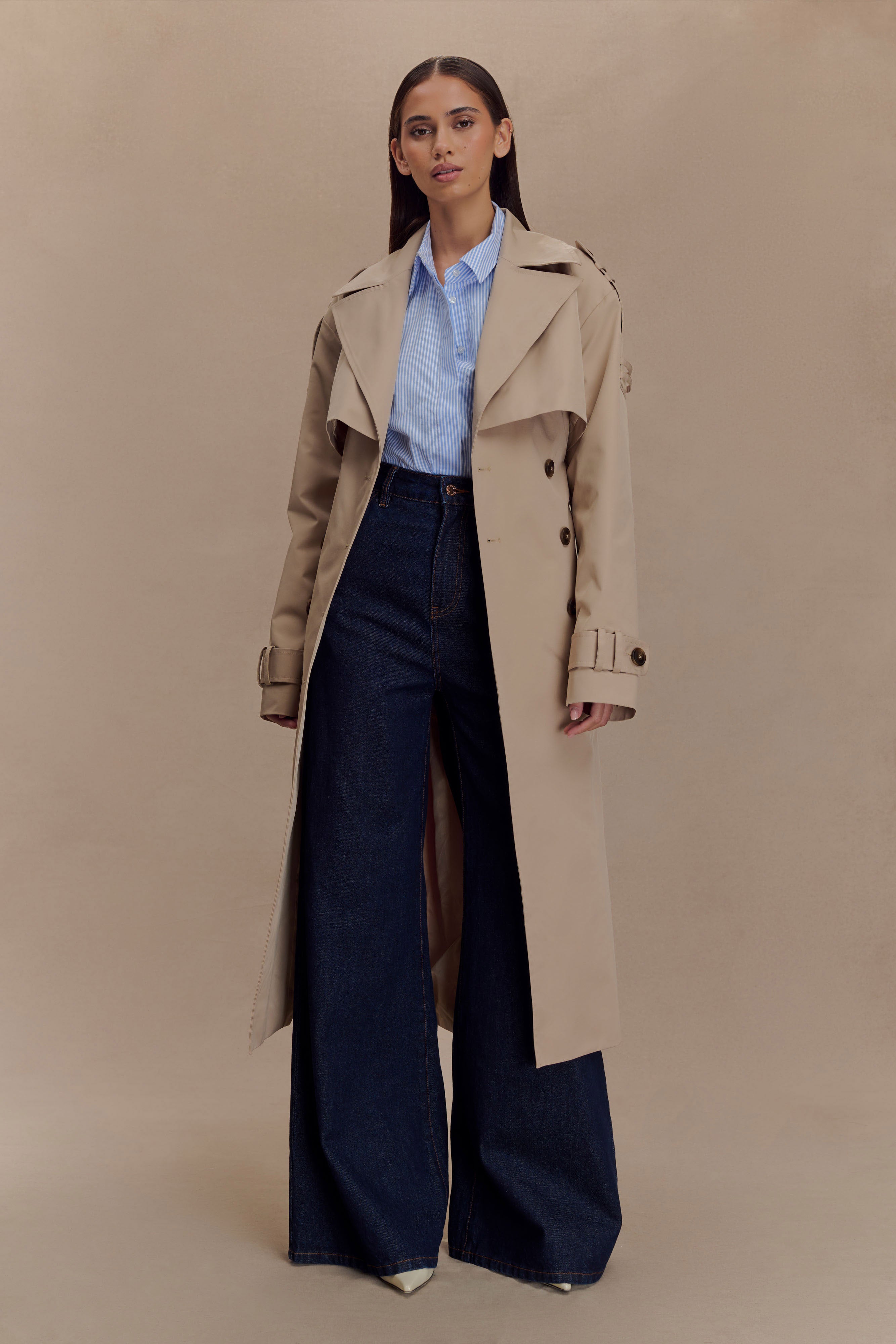 Lois Twill Trench Coat - Camel、mySite、solidvoid