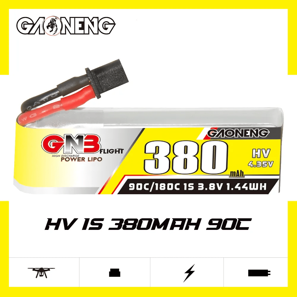  Gaoneng GNB 3.8V 1S 380mAh 90C LiHV Whoop/Micro Battery w/ Cabled - A30、mySite、merchandisen