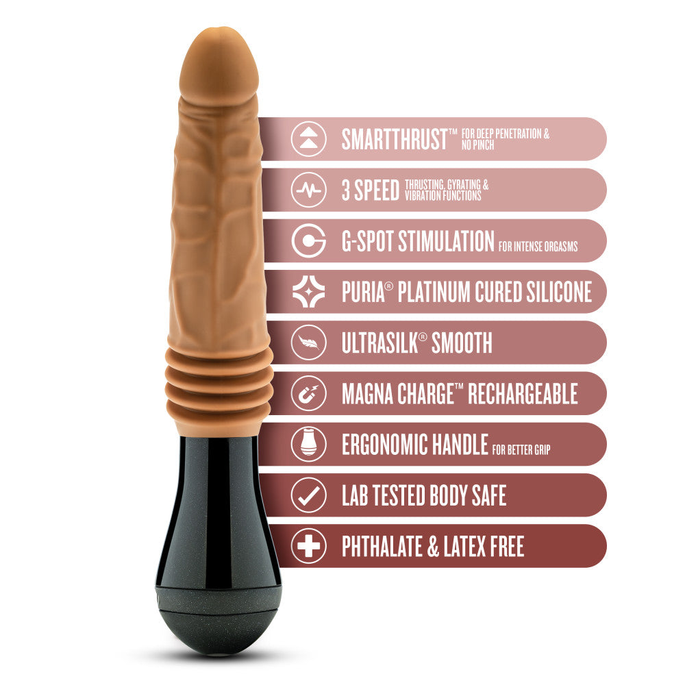 Dr. Skin Silicone By Blush® | Dr. Arthur Large 10.5 Inch Vibrating, Gyrating And Thrusting Dildo in Tan – Made With Puria® Platinum Cured Silicone、mySite、bottomscart