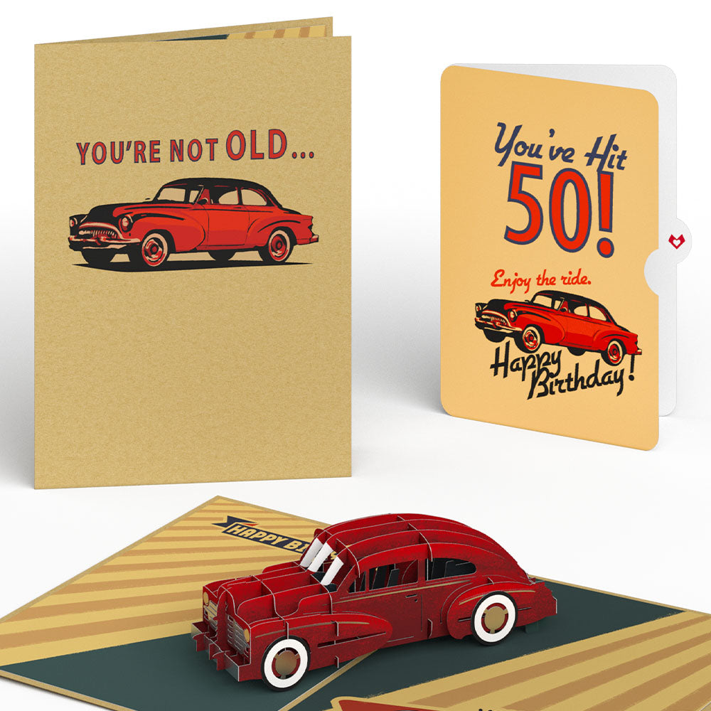 Classic Car 50th Birthday Pop-Up Card and Sentiment Set、mySite、solidvoid