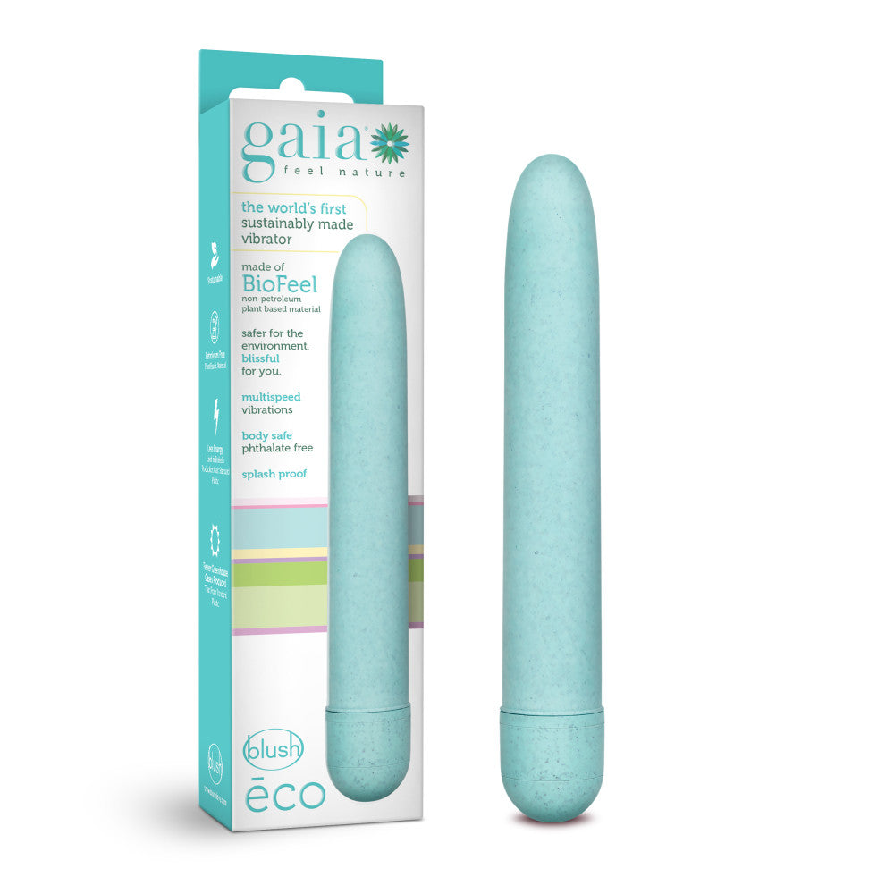 Gaia® By Blush | Eco: Plant-Based 7 Slim Multispeed Vibrator in Aqua - Made from Sustainable BioFeel™、mySite、bottomscart