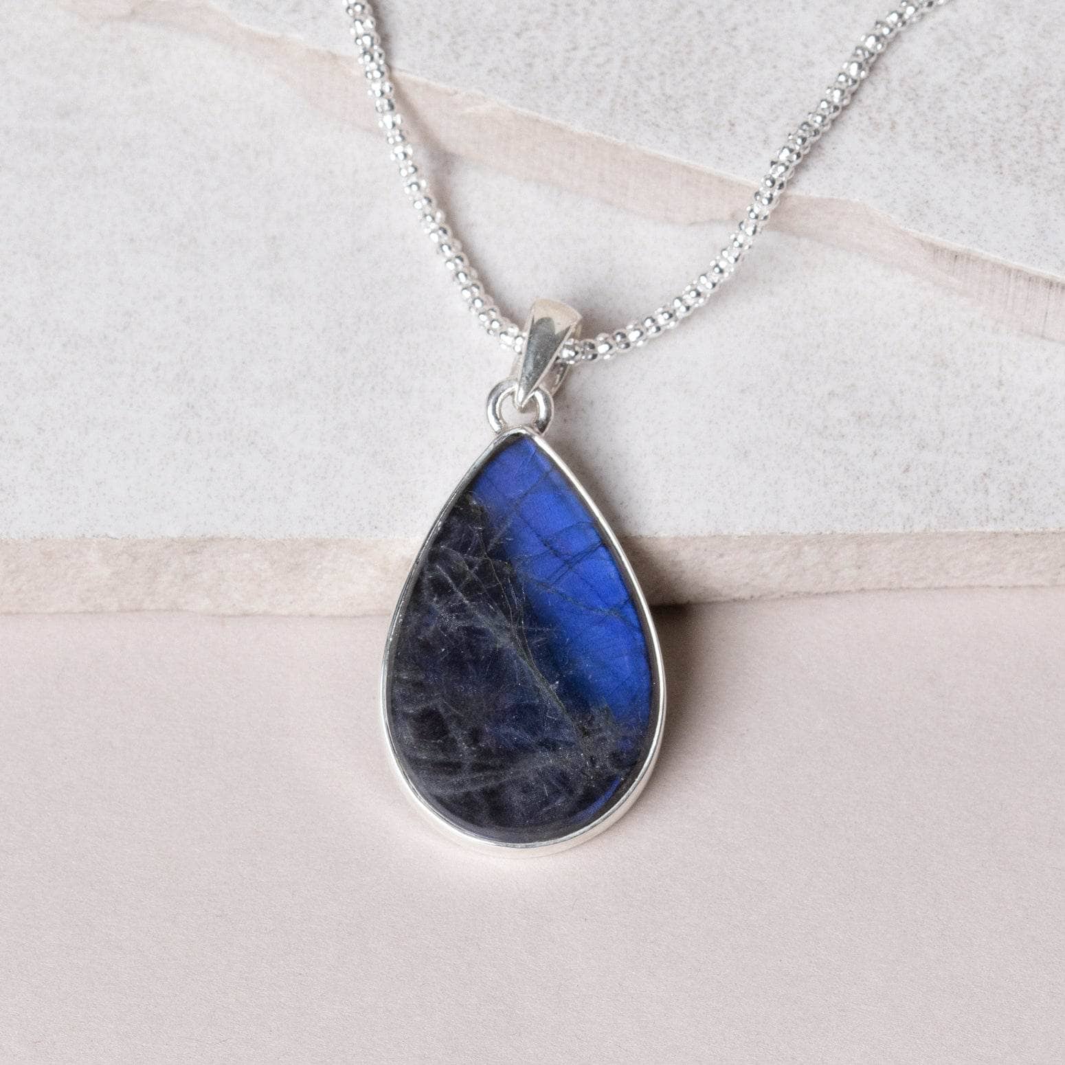 Genuine Labradorite Teardrop Pendant Necklace、mySite、hinf8tx79
