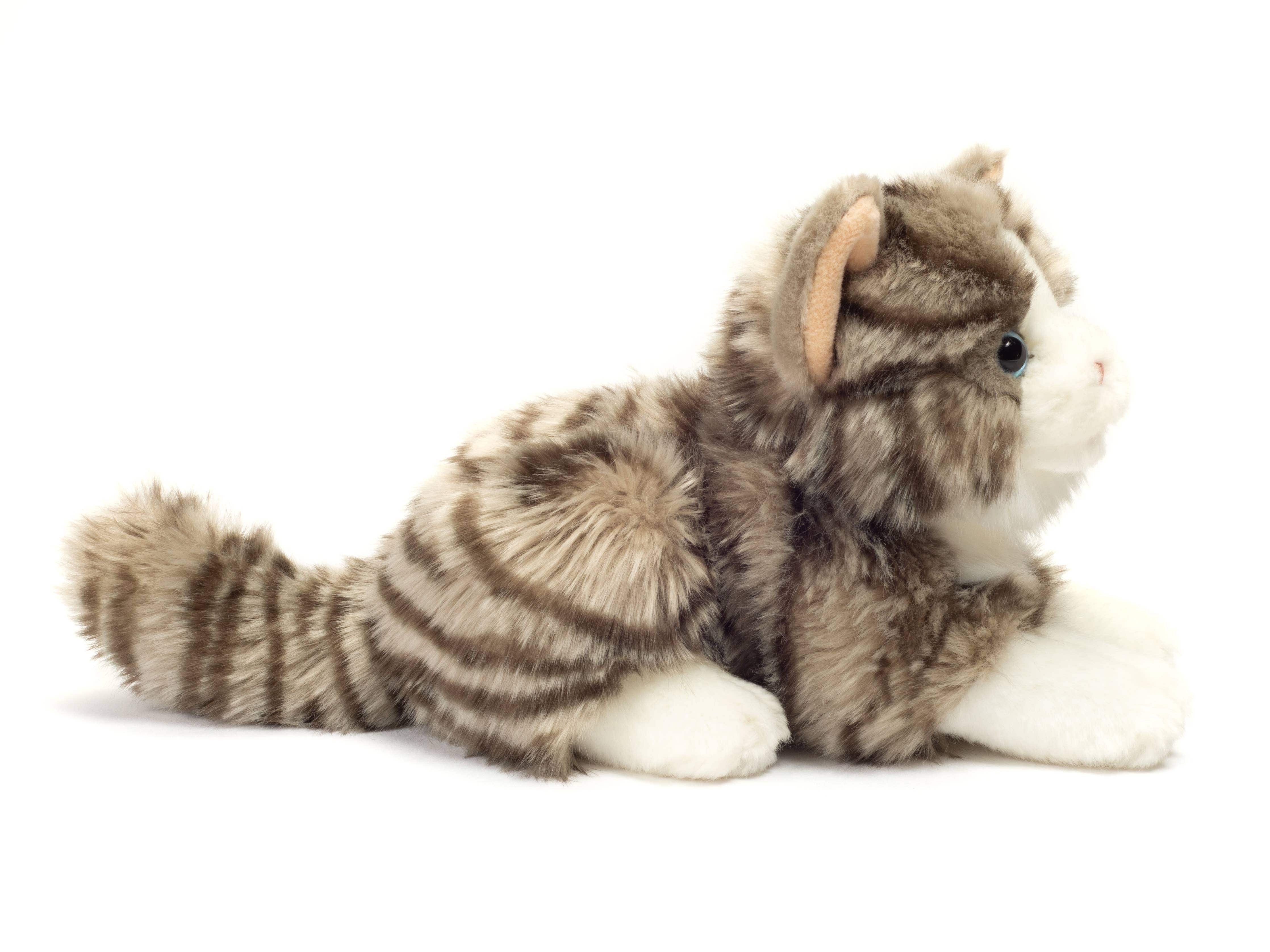 Gray and White Lying Tabby Cat Super Soft by Teddy Hermann、mySite、g9winljtr