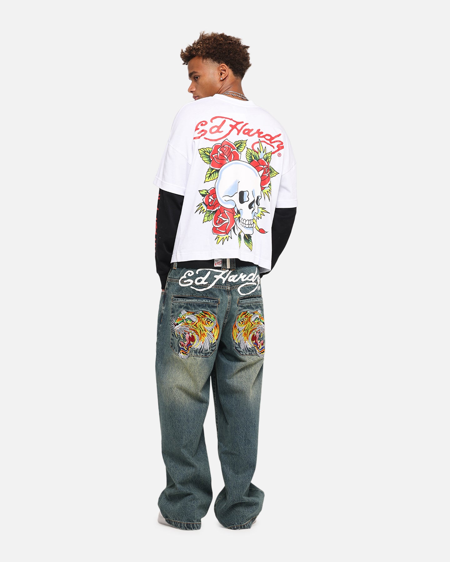 Ed Hardy Skull Layered Long Sleeve T-Shirt White、mySite、zt4zffjzw