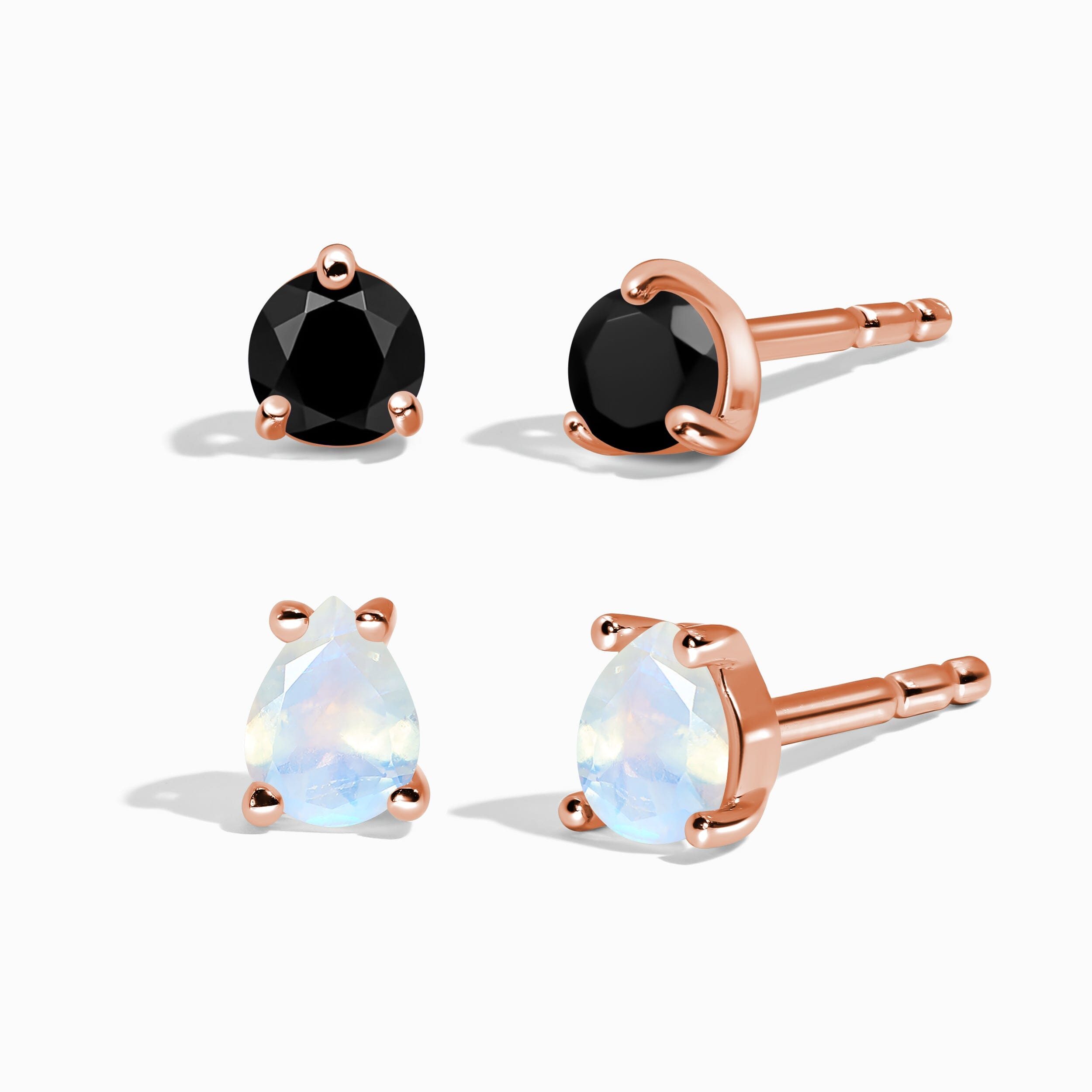 Black Obsidian Moonstone Petite Round & Teardrop Studs、mySite、hinf8tx79