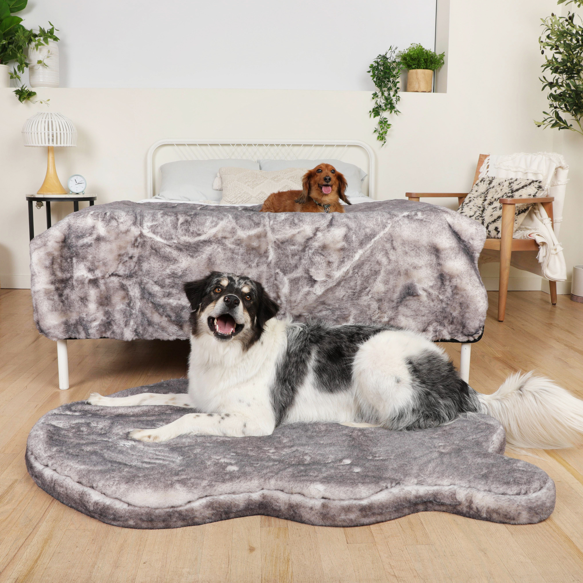 PupRug™ Luxe Orthopedic Bed + Matching Waterproof Blanket Bundle - Ultra Soft Chinchilla、mySite、solidvoid