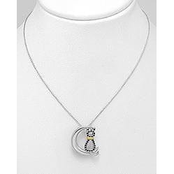 Cat in the Moon Necklaces with CZ in solid 925 Silver, Elegant and Sweet!、mySite、g9winljtr