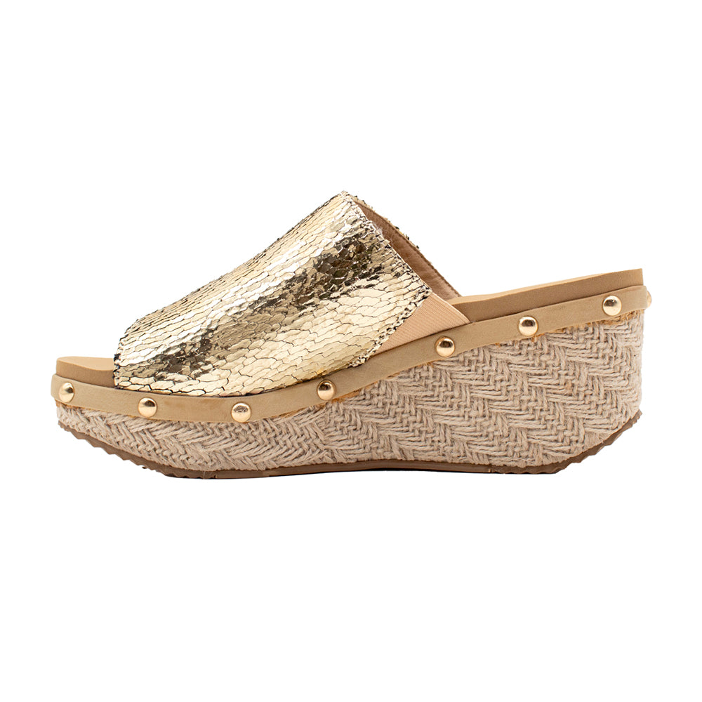Ravine Metallic Studded Wedge Sandals、mySite、gtrtttuynbv