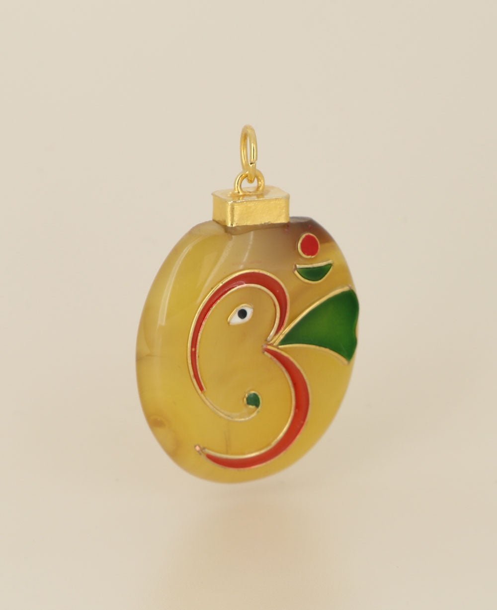 Abstract Om Ganesh Enamel Work Artistic Pendant、mySite、topwebapps