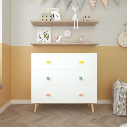 Kids 3 Drawer Dresser, Baby Nightstand for Bedroom, Storage Cabinet for Toddler Child for Living Room, Toddler Room, Nursery, Closet, Apartment (White)、、casual