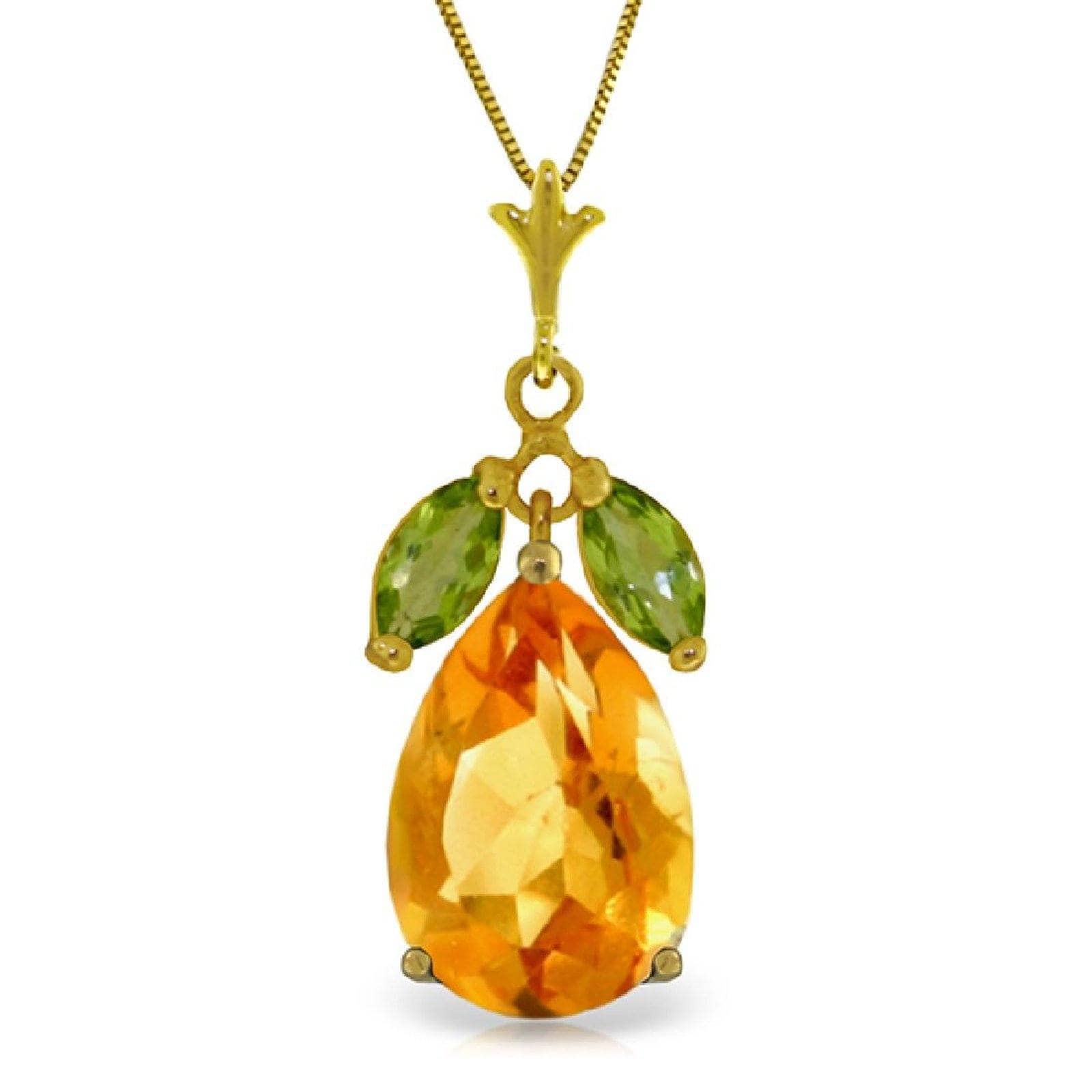 Sparkling 6.5ctw Citrine and Peridot Necklace in 14K Gold、mySite、g9winljtr