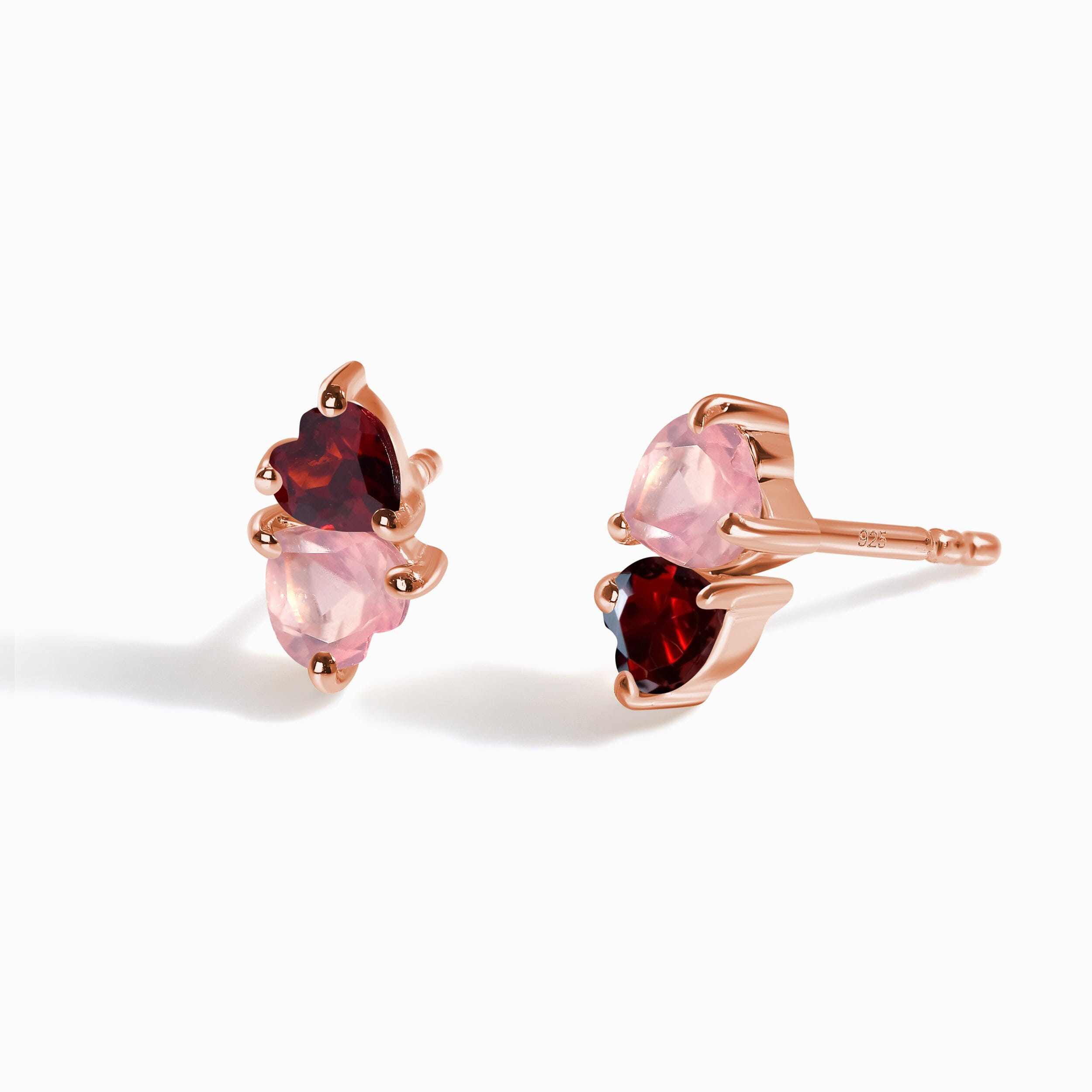 Rose Quartz & Garnet Earrings - Floating Hearts、mySite、hinf8tx79