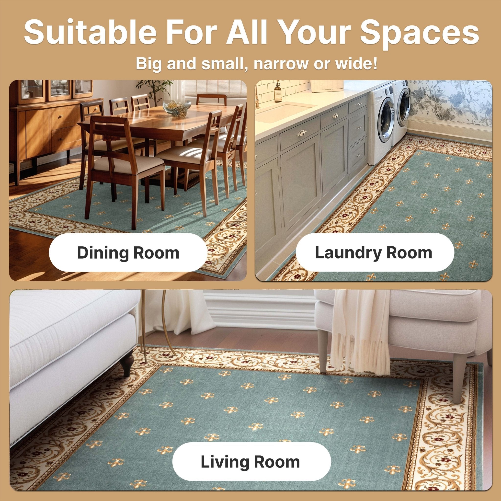 Fleur de Lis Elegance Easy to Clean Rug、mySite、gigharbornorthrealestate