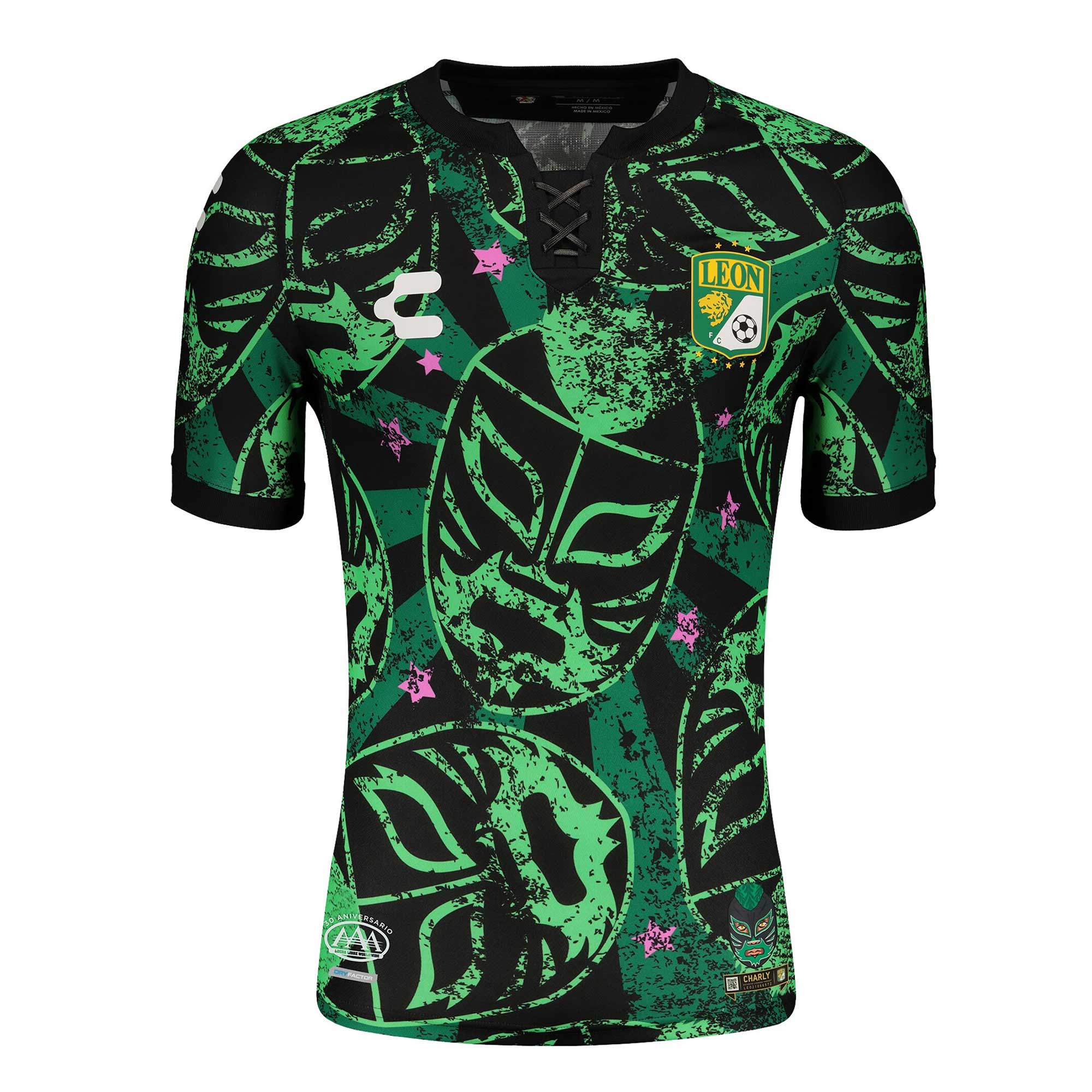 Charly Men's León 2021/22 Authentic Luchador Jersey Green/Black、mySite、bottomscart