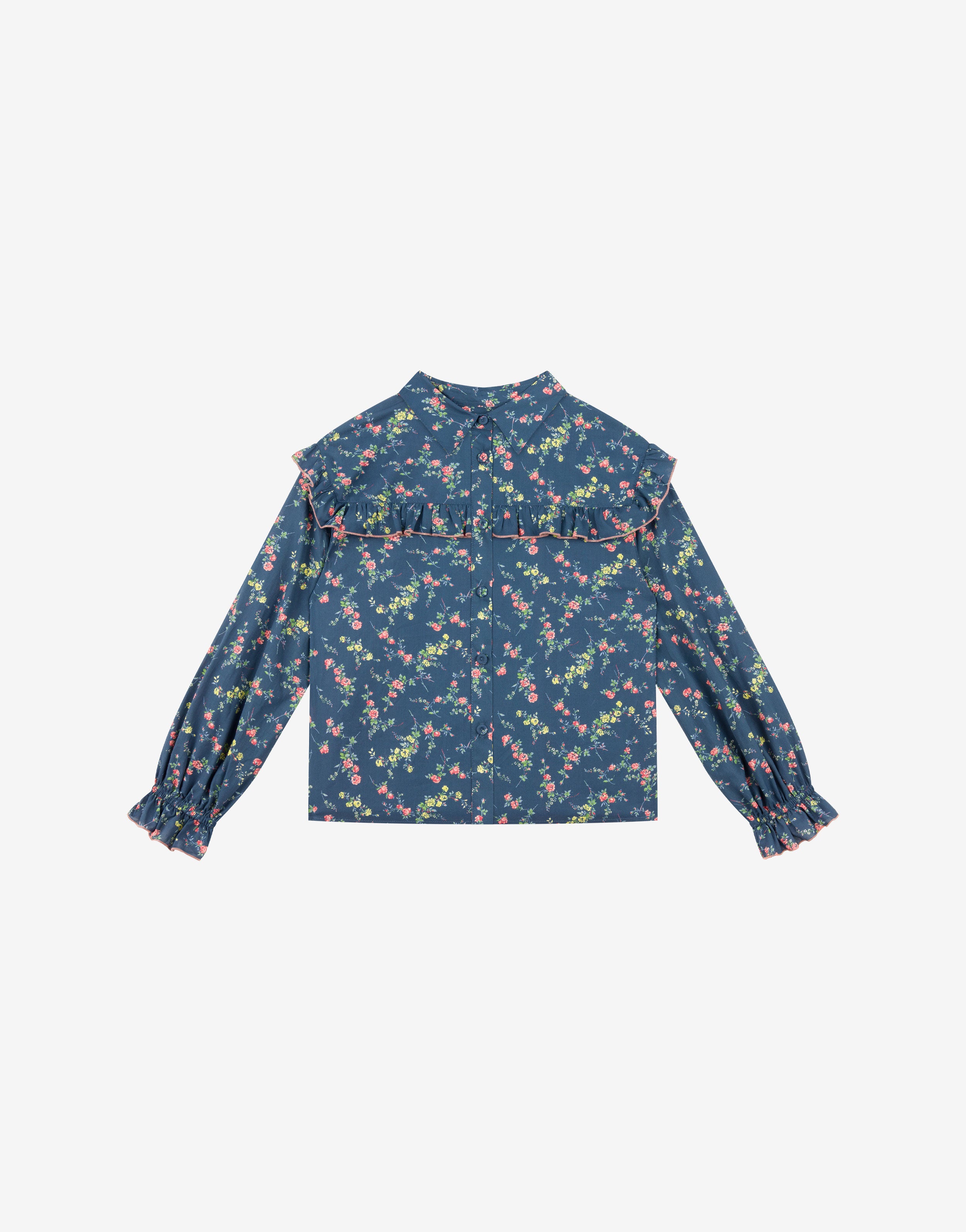 Kids camicia in cotone con fiori all over、mySite、aoinhome