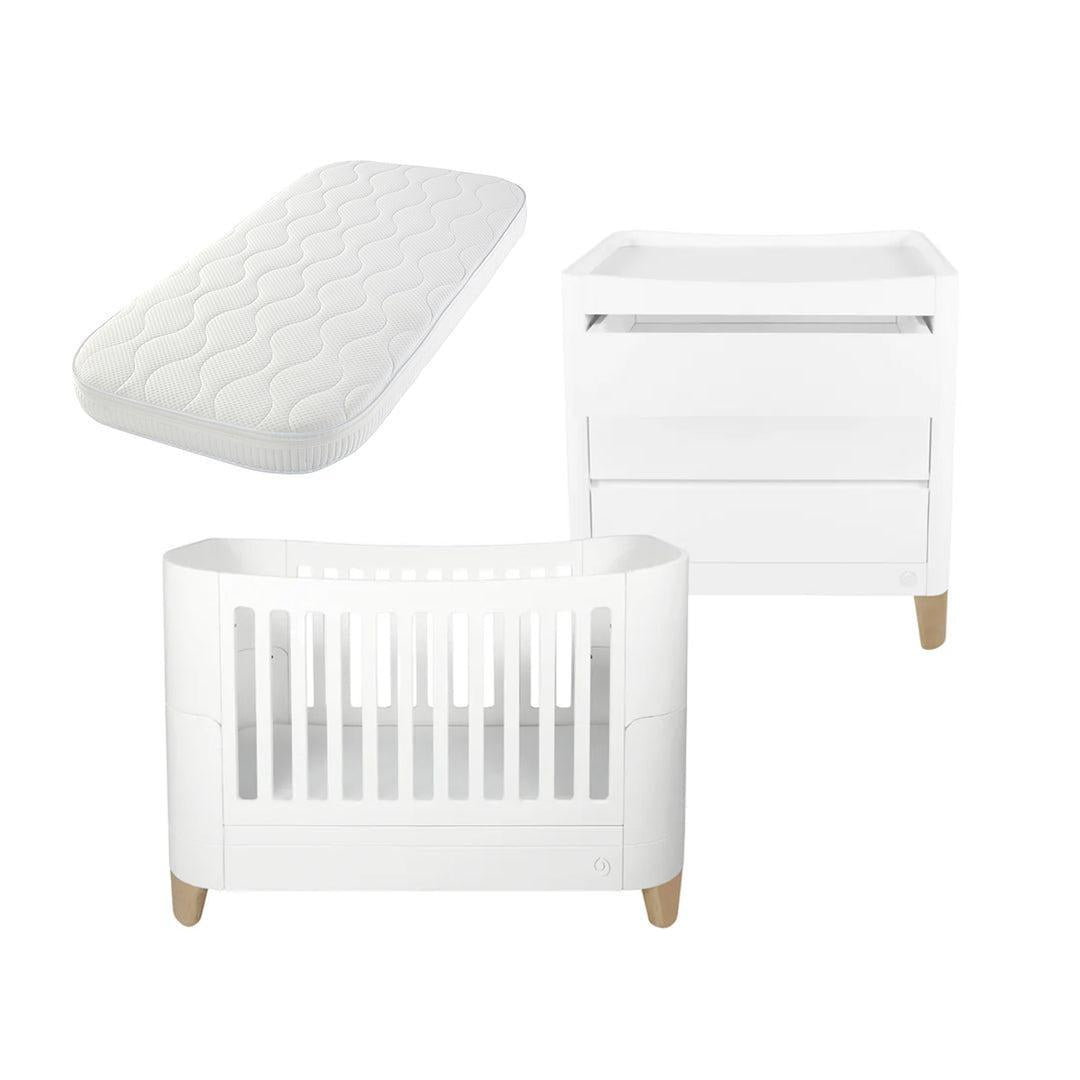  Gaia Baby Serena Cot Bed & Dresser Set - White/Natural、mySite、merchandisen