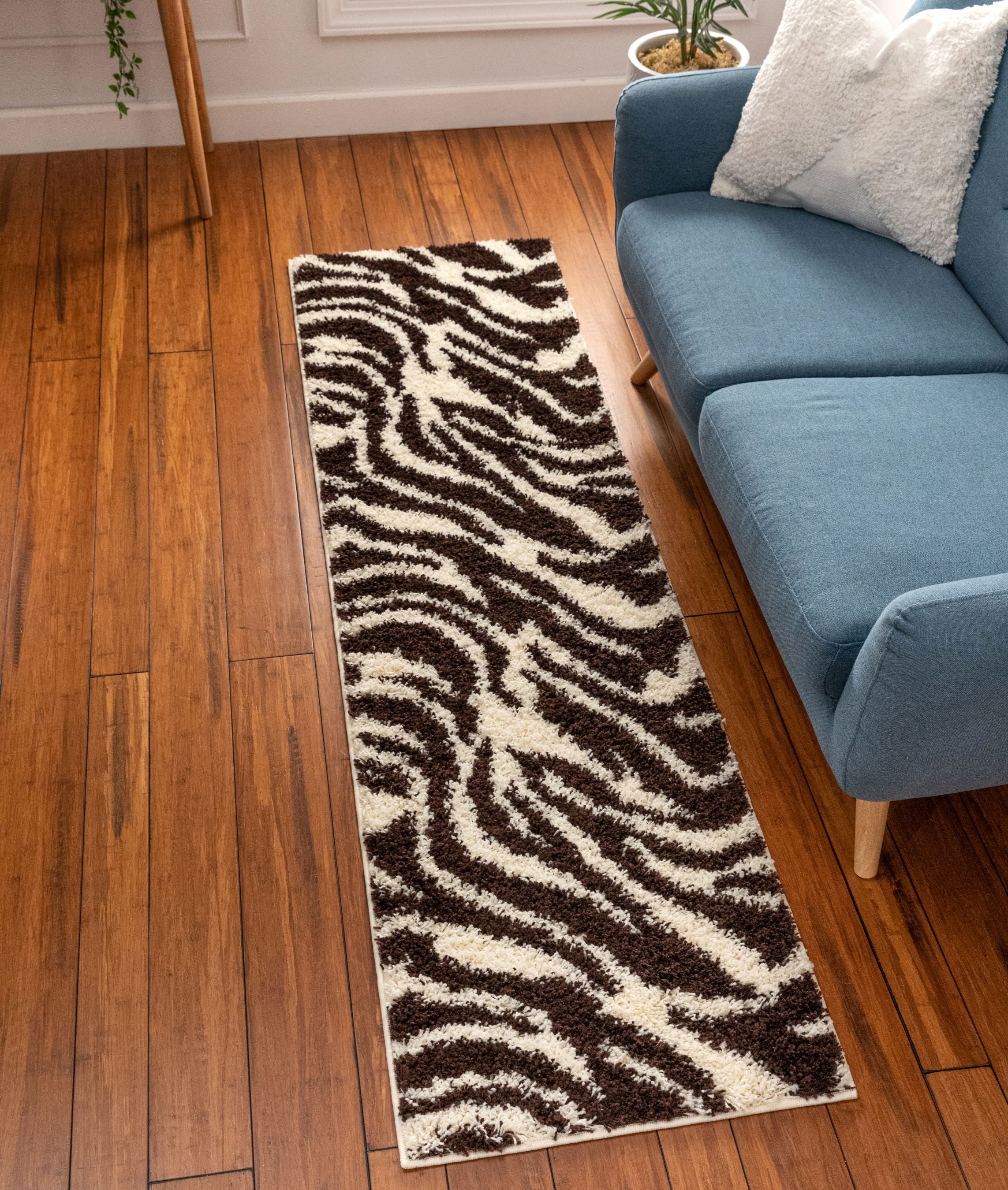 Safari Zebra Brown Contemporary Shag Rug、mySite、gigharbornorthrealestate