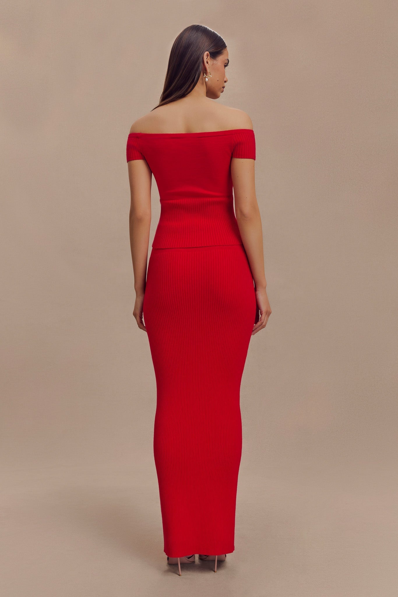 Mathilde Ribbed Knit Maxi Skirt - Ruby、mySite、solidvoid