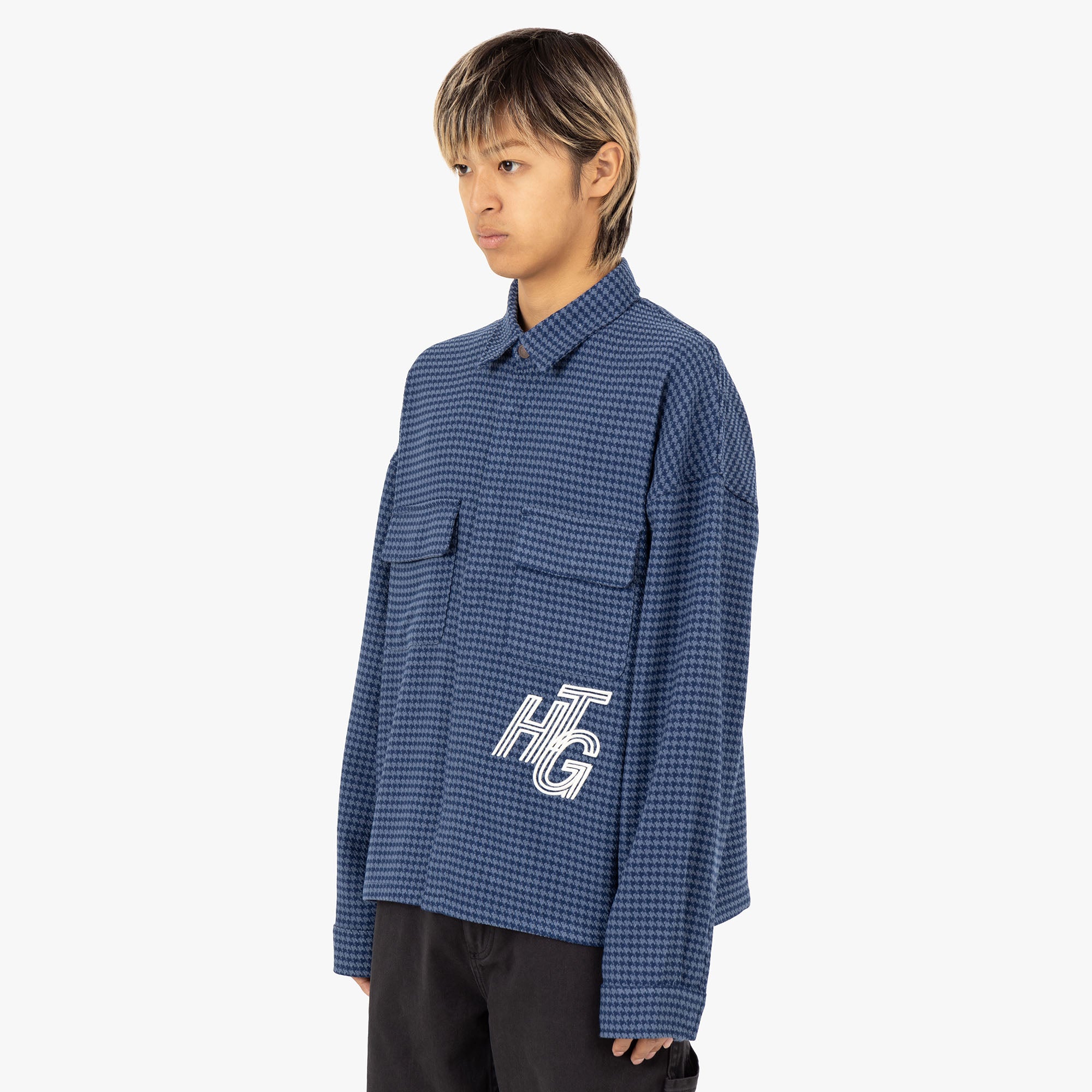  Honor The Gift Houndstooth Shirt / Navy、mySite、merchandisen