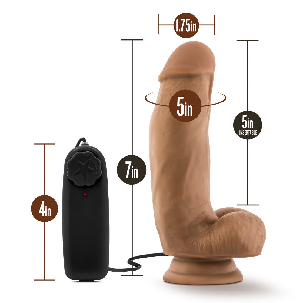 Coverboy™ By Blush® | MMA Fighter Realistic Mocha 7-Inch Long Remote Control Vibrating Dildo With Suction Cup Base、mySite、bottomscart