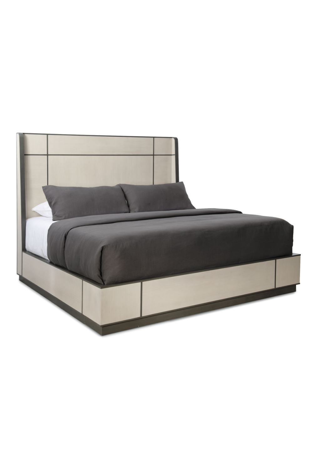 Taupe Modern Bed | Caracole Repetition Wood、mySite、neckold
