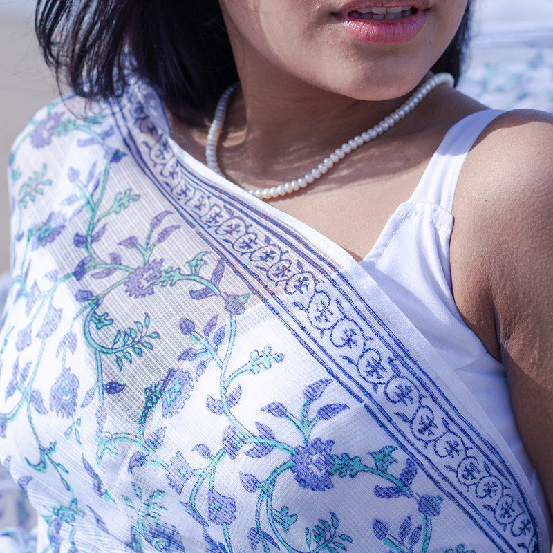 Kota Handblock Printed Saree | Blue、mySite、camillekostekn