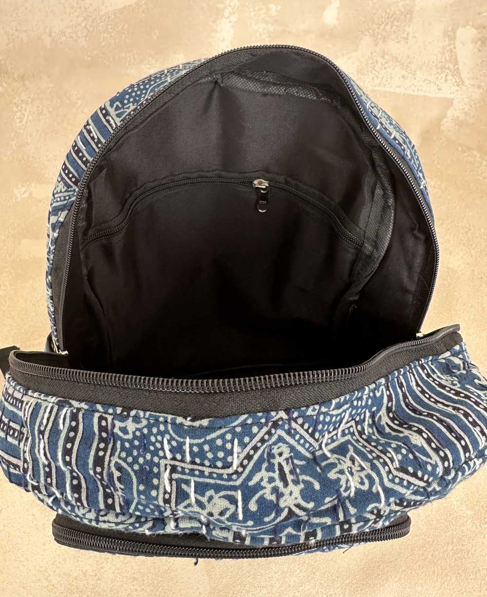 Kantha Stitch Block Print Inspired Compact Backpack、mySite、topwebapps