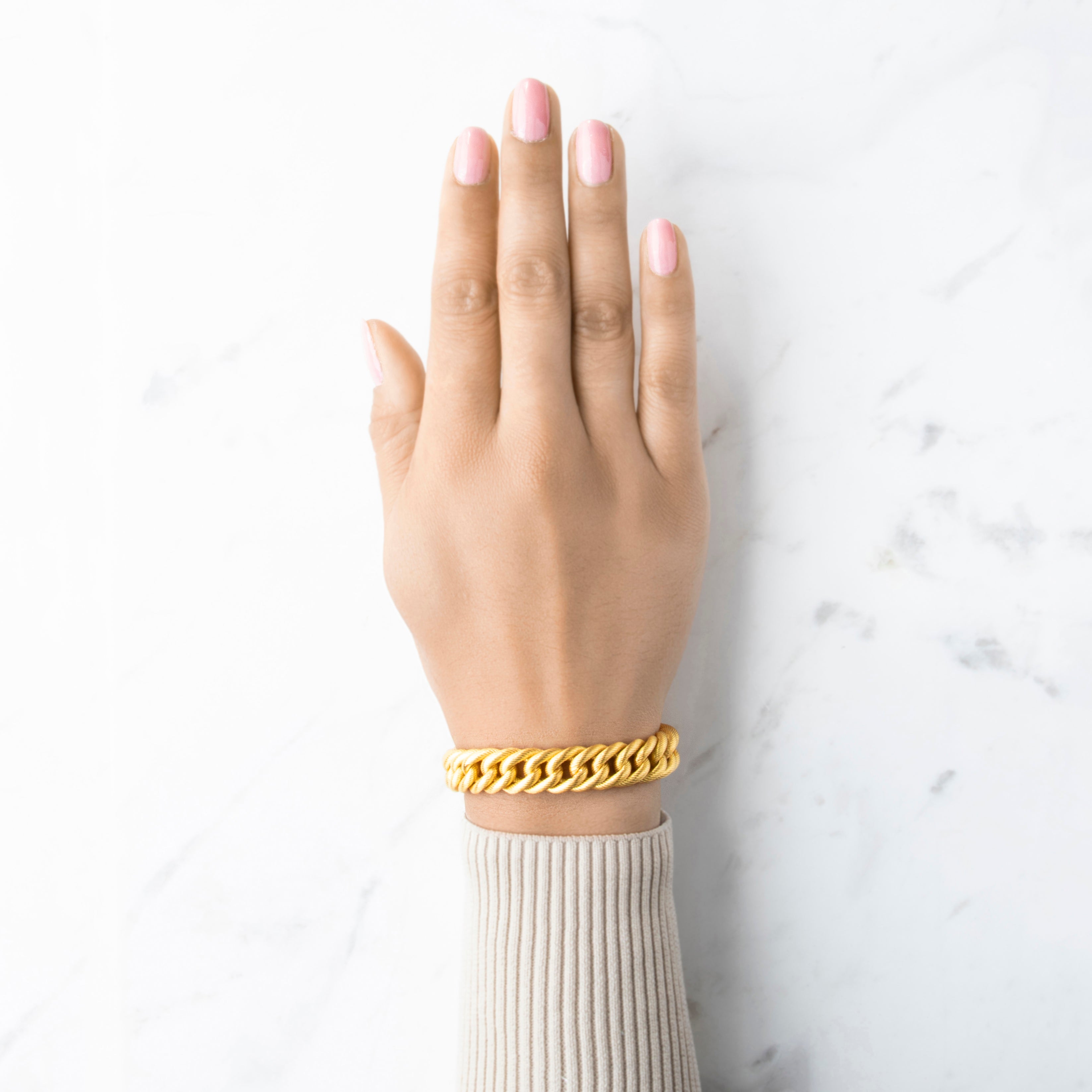 Vintage Heavy 18k Yellow Gold Stunning Textured Double Curb Chain Bracelet 6、mySite、hinf8tx79