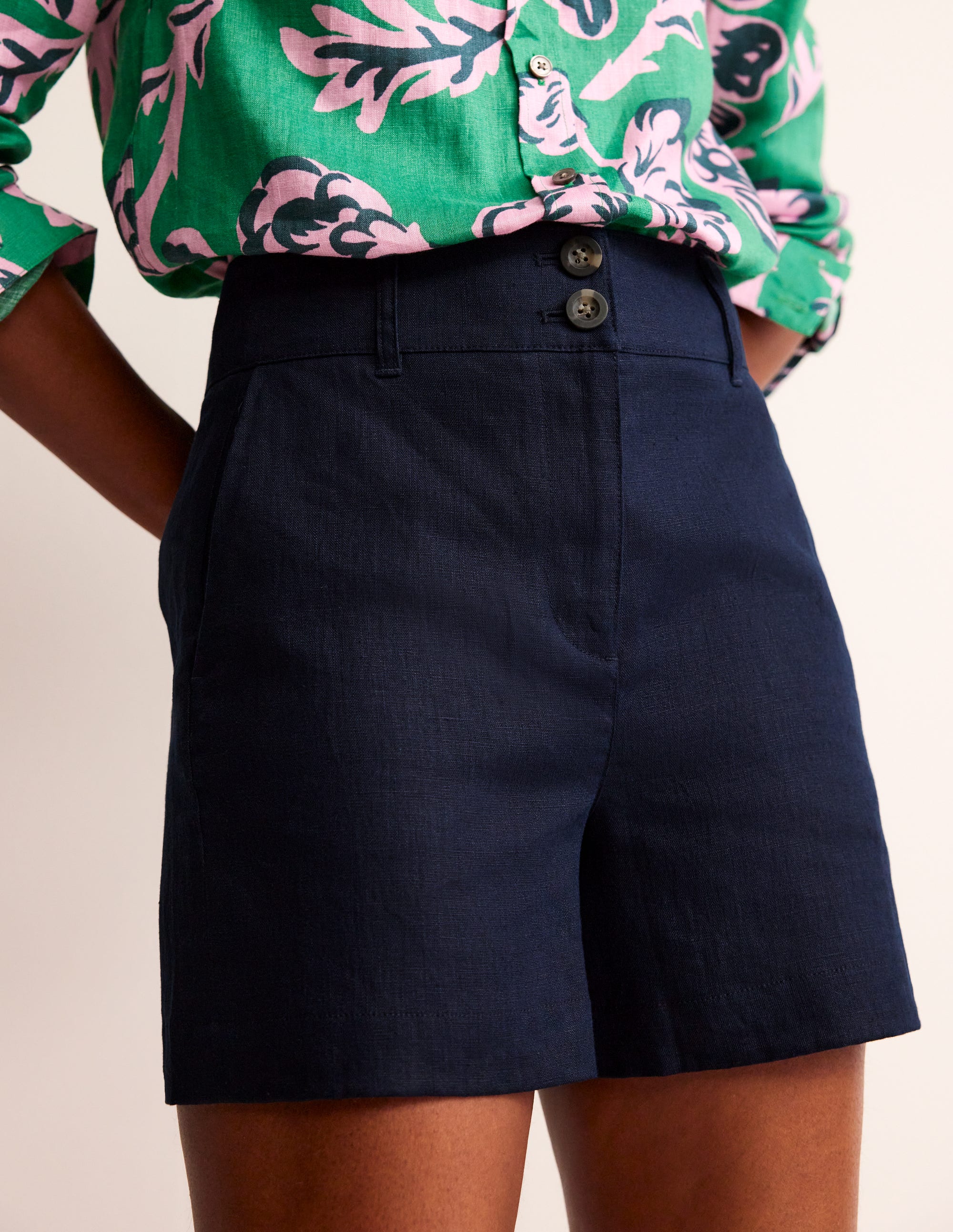  Westbourne Linen Shorts-Navy、mySite、ashleygrahame