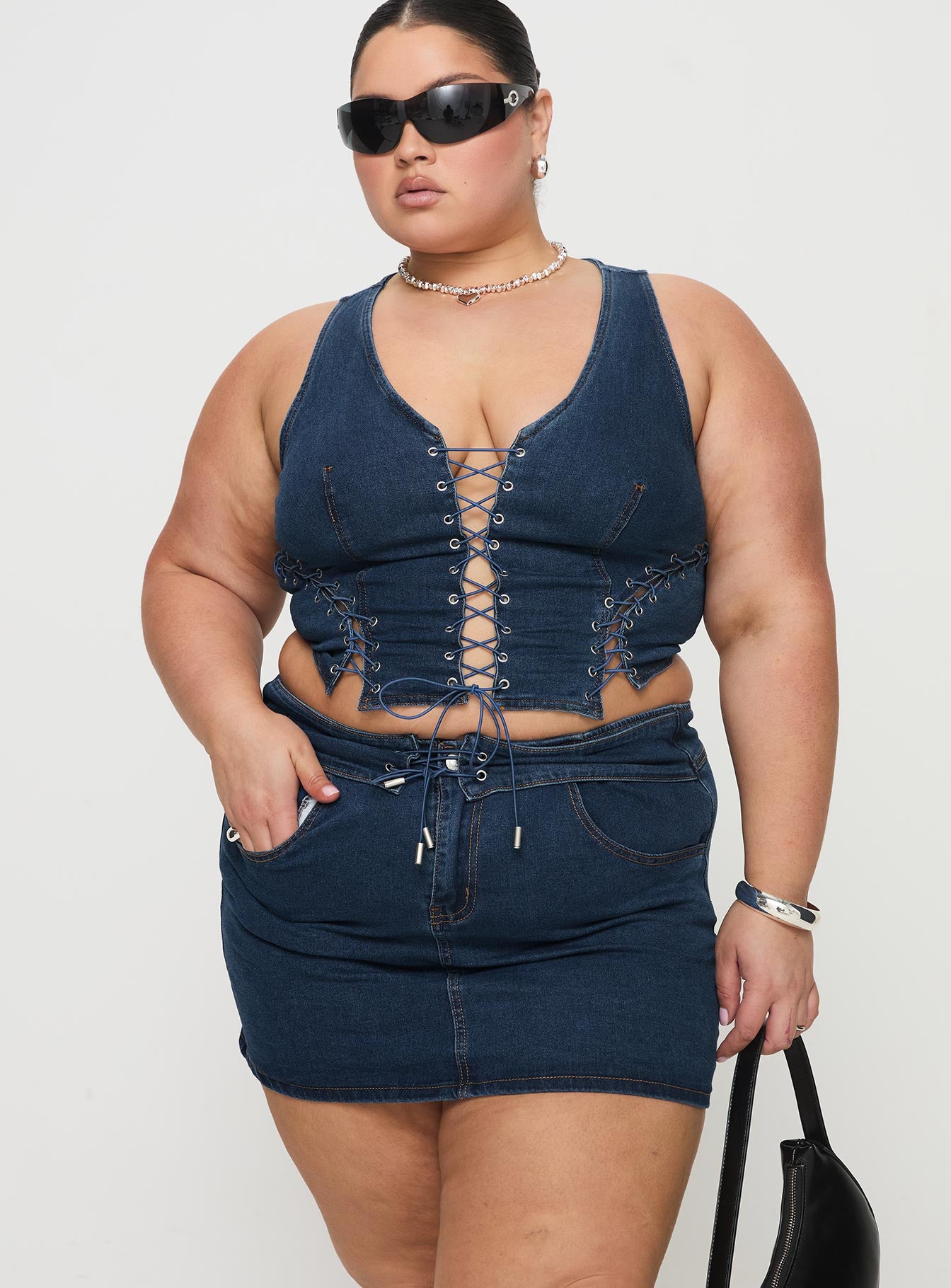 Popular Low Rise Mini Skirt Mid Blue Wash Curve、mySite、solidvoid